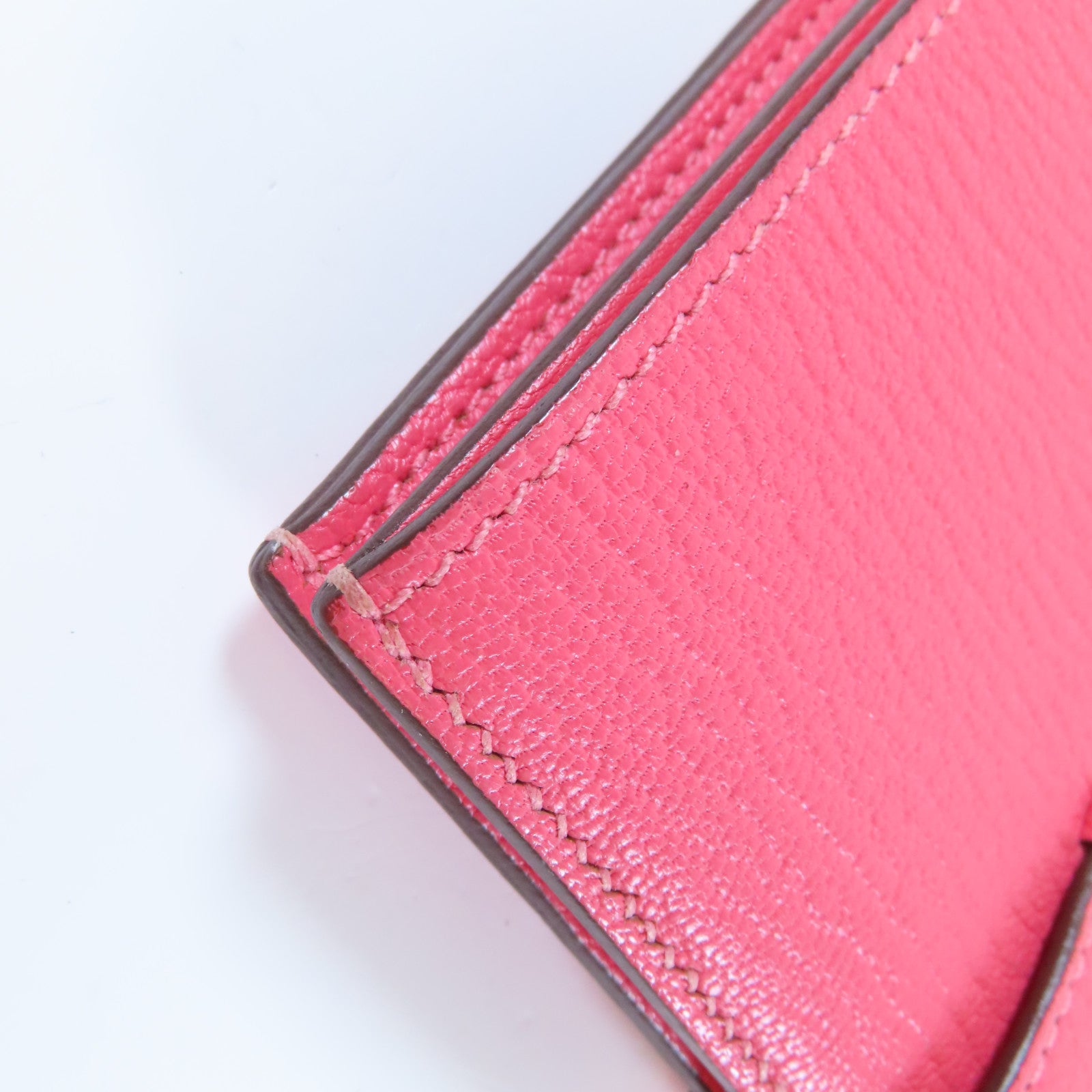 HERMES 【激減優惠】Chevre皮革Bearn Wallet銀扣錢包Rose Azalee杜鵑粉紅色