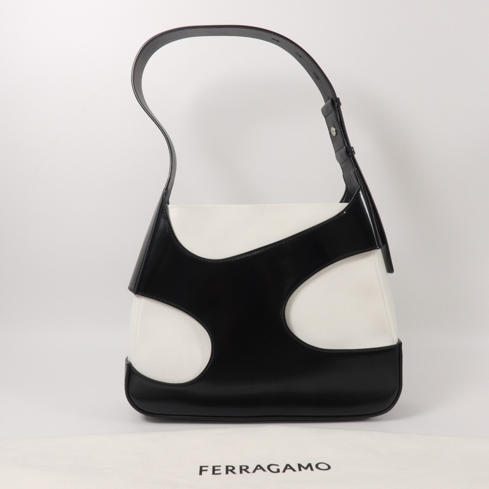Salvatore Ferragamo 牛皮皮革/帆布Cut out肩背袋