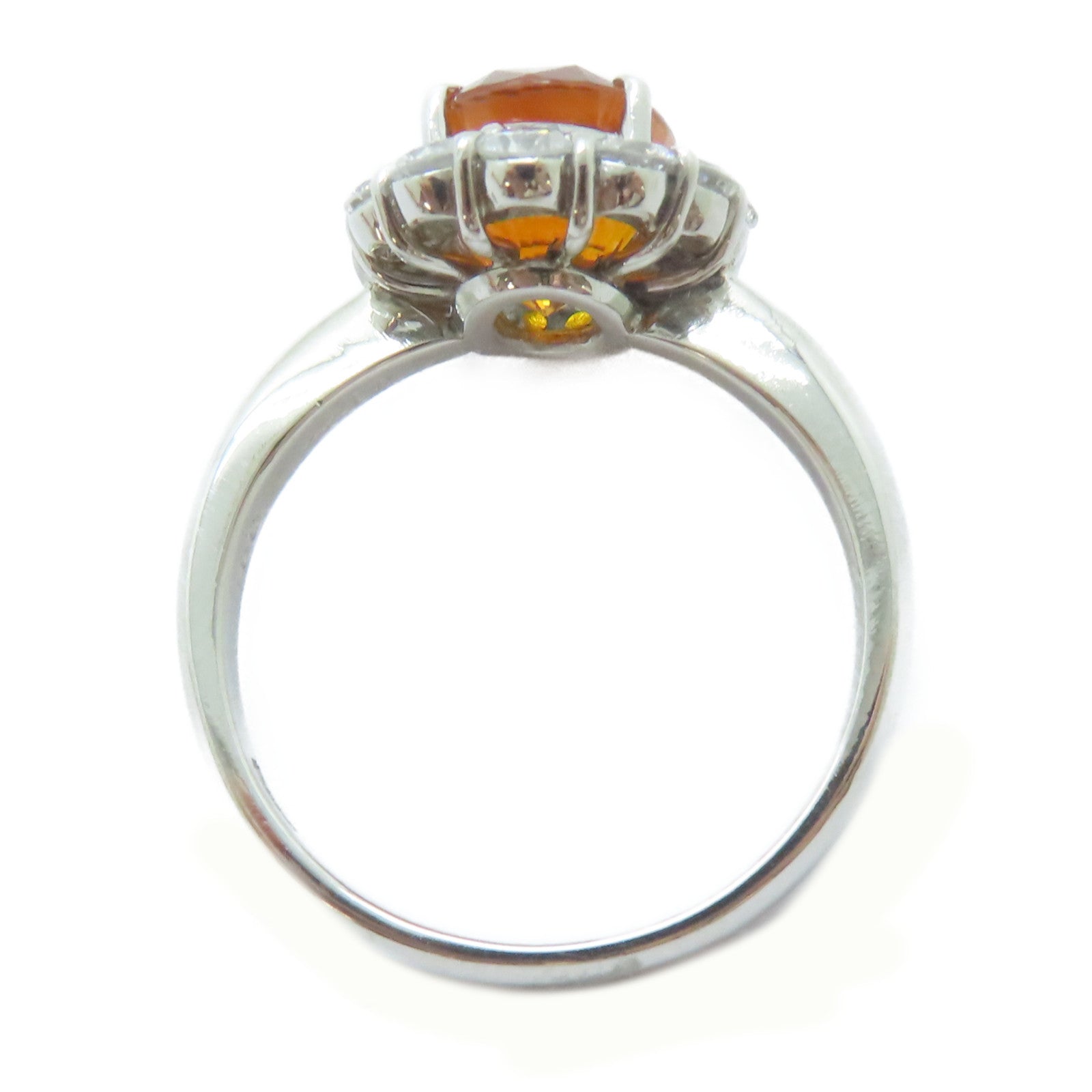 JEWELRY PT900鉑金Sapphire Ring 4.177ct橙色藍寶石/0.91ct鑚石戒指US#8.25
