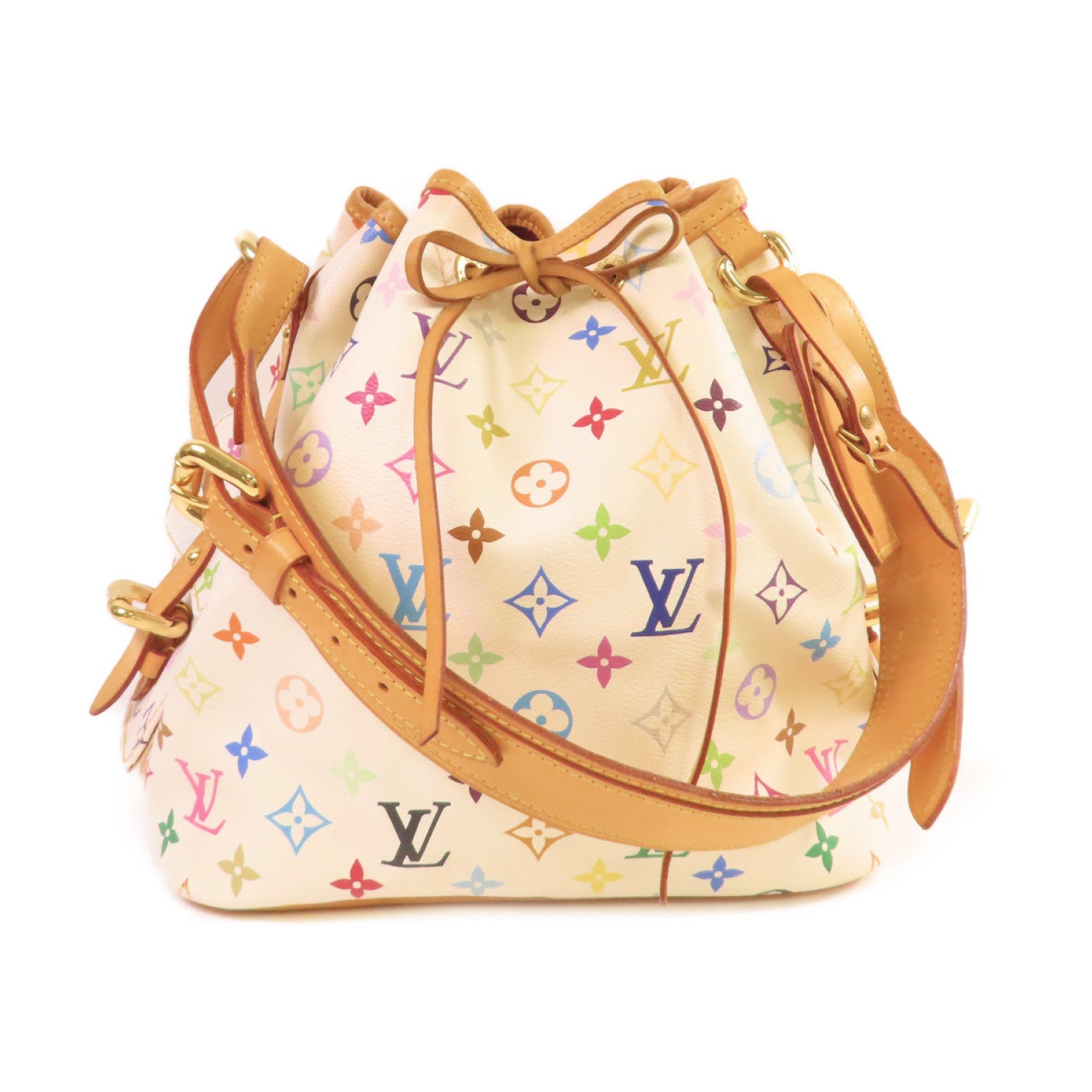 LOUIS VUITTON Monogram Multicolor Petit Noe Shoulder Bag金扣肩背袋白色/彩色