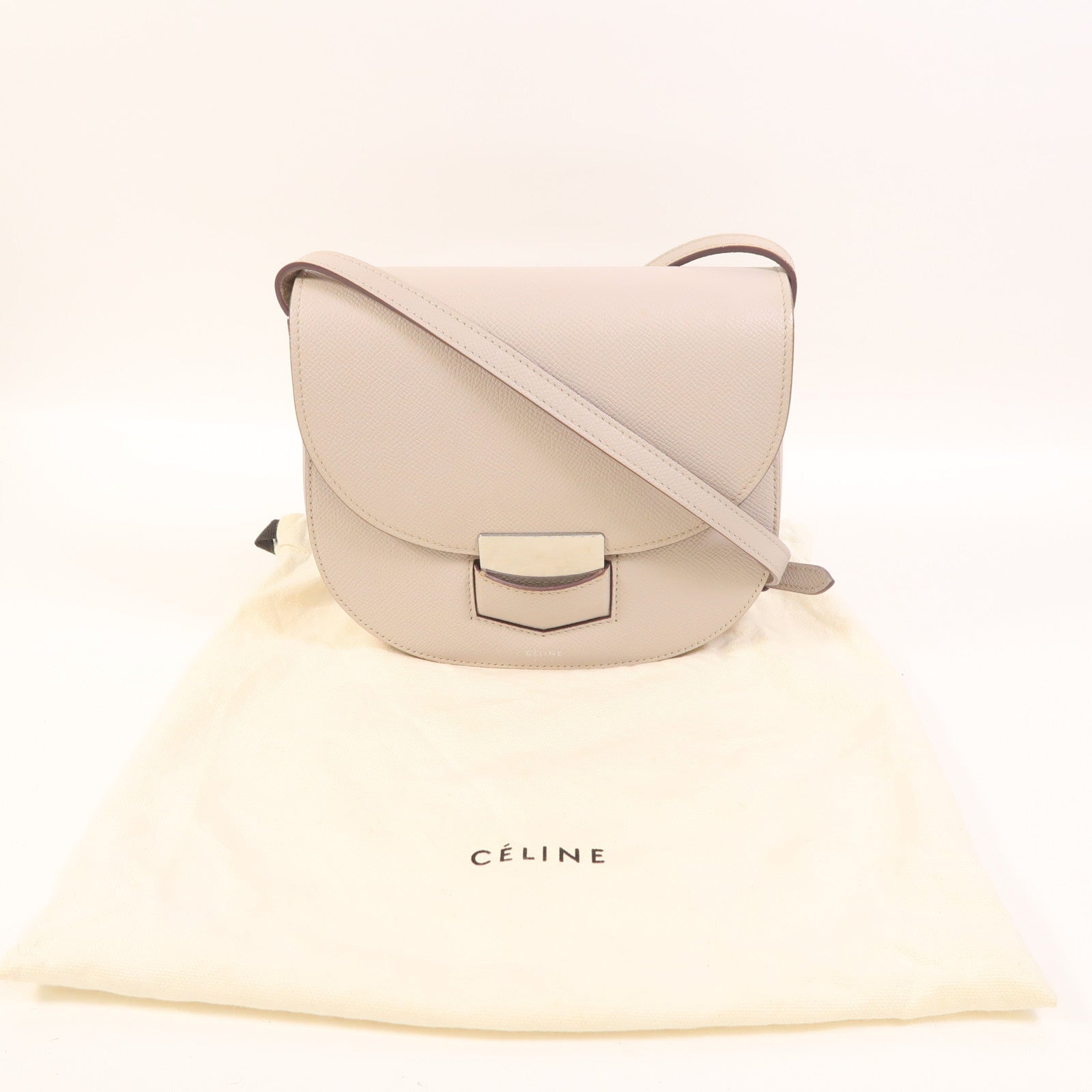 CELINE 【激減優惠】牛皮皮革Trotteur銀扣肩背袋