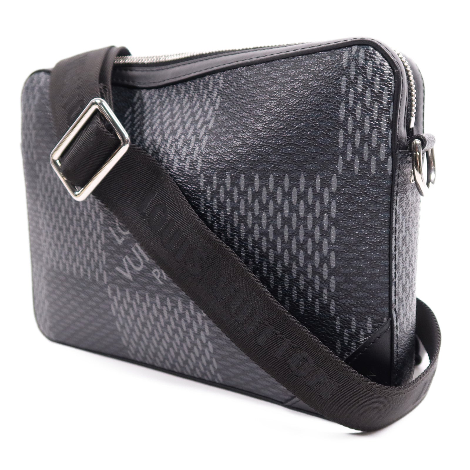 LOUIS VUITTON Damier Graphite Trio Messenger銀扣肩背袋