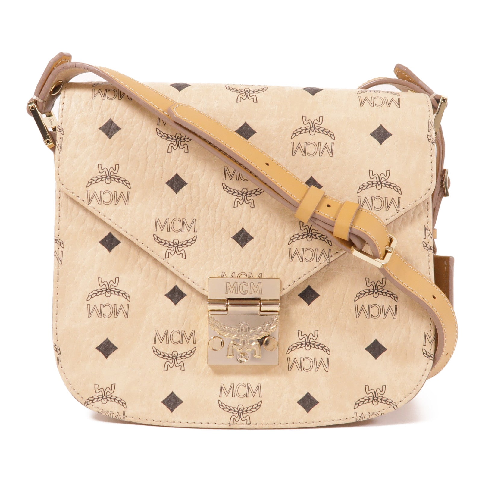 MCM 牛皮皮革Shoulder Bag金扣肩背袋