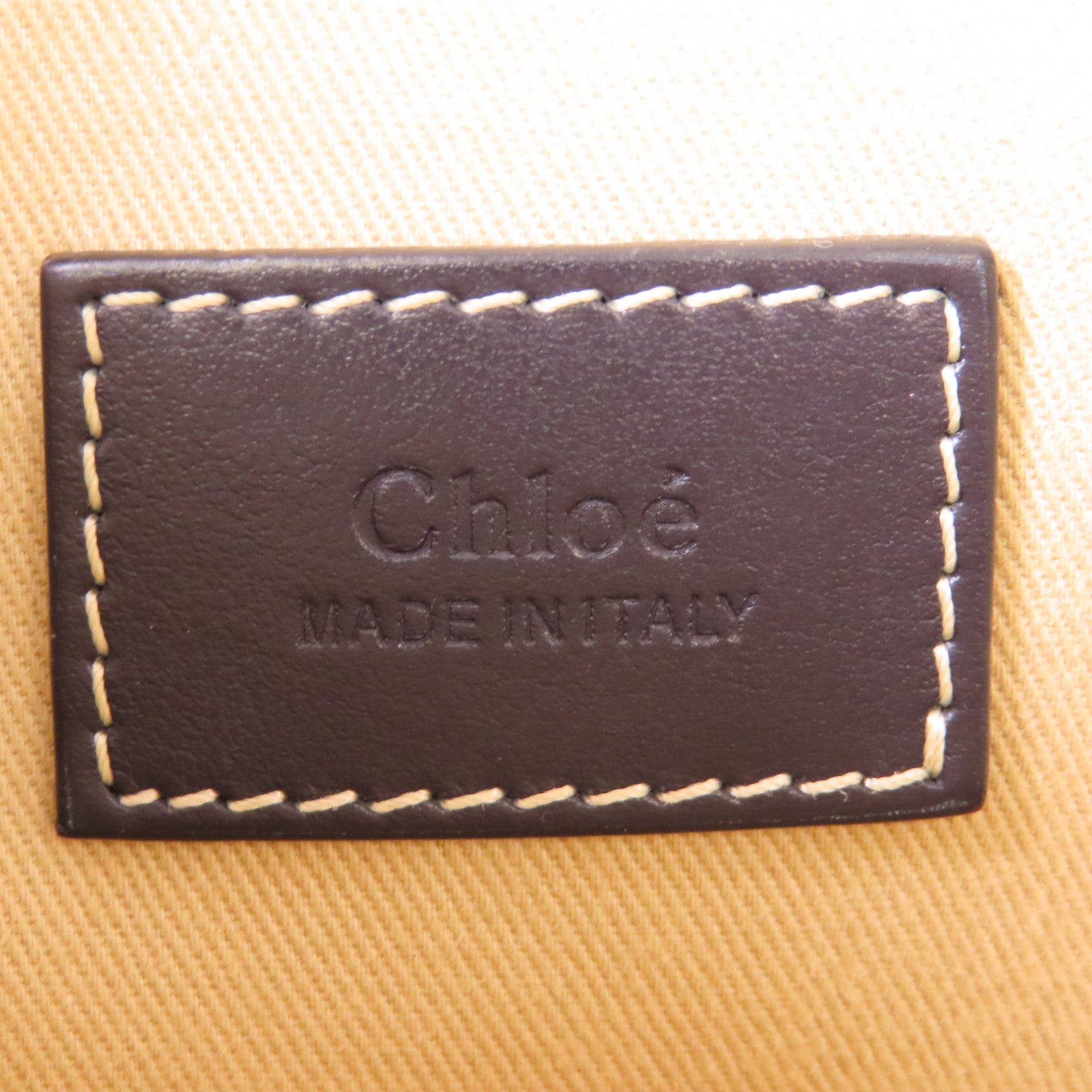 Chloe 帆布SMALL WOODY TOTE BAG IN LINEN銀扣手挽肩背兩用袋米色/深藍色