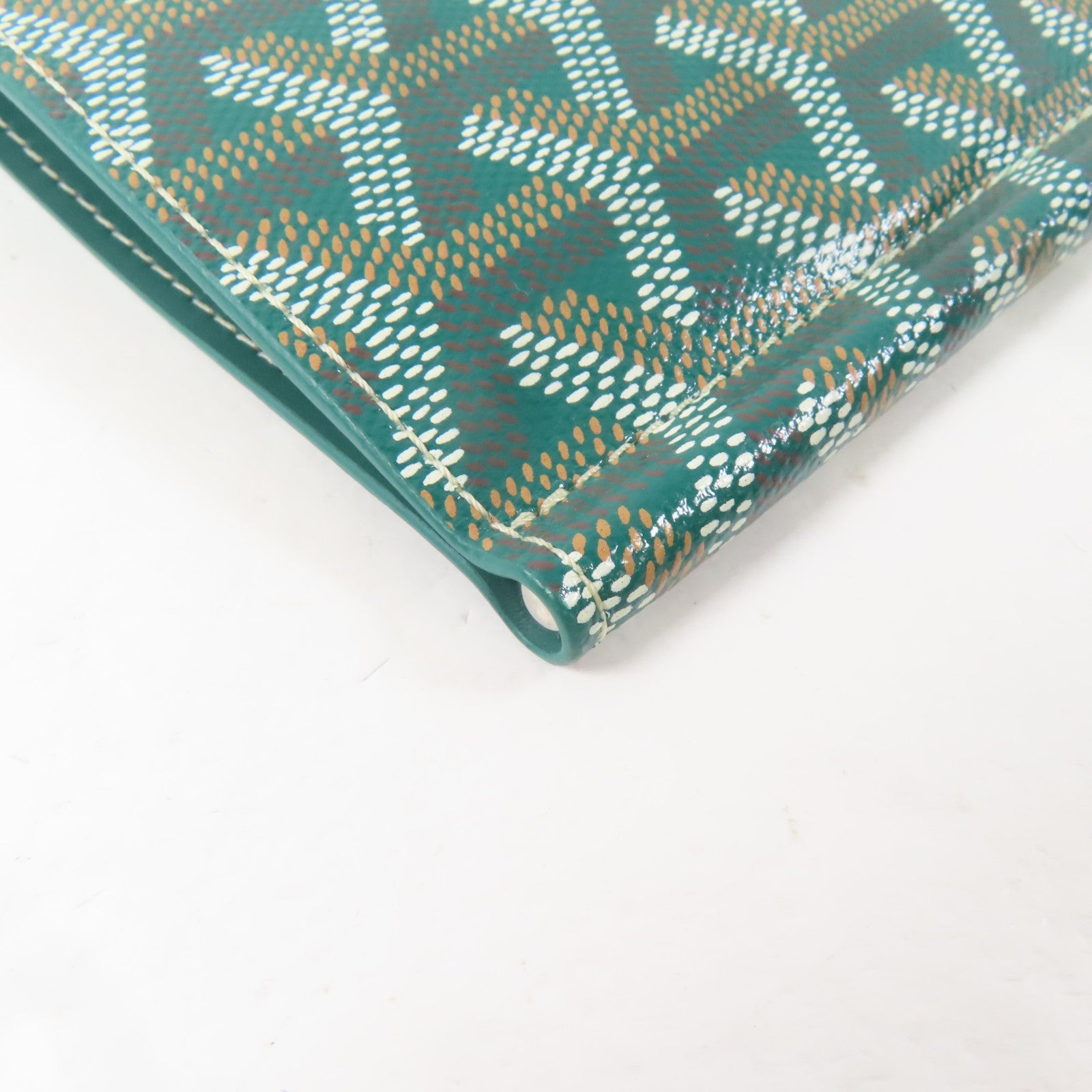 GOYARD 塗層帆布Card Case銀扣卡片套綠色