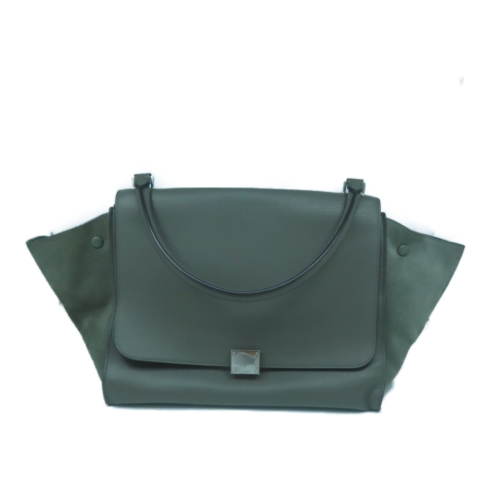 CELINE 【激減優惠】牛皮皮革Trapeze銀扣肩背袋綠色