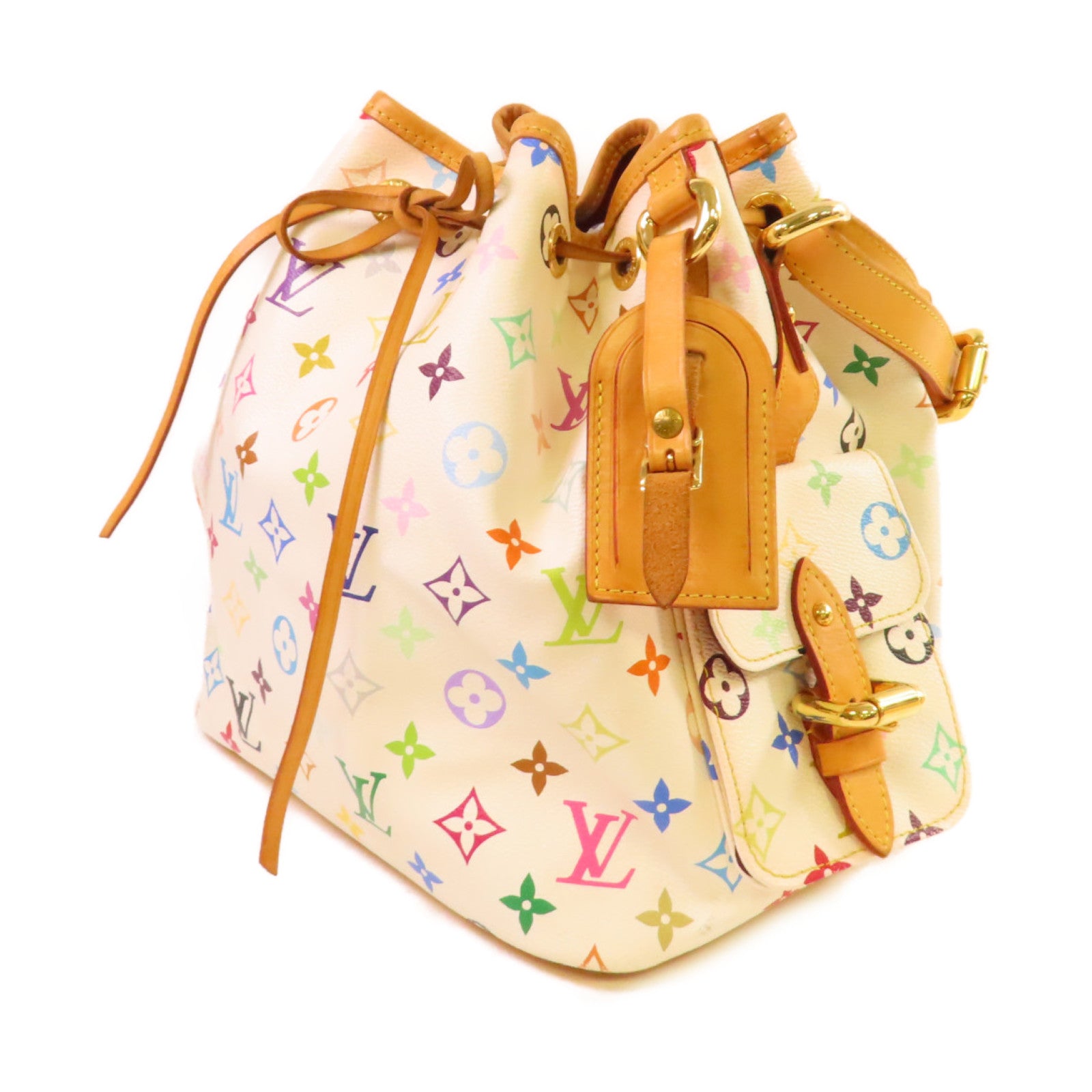 LOUIS VUITTON Monogram Multicolor Petit Noe Shoulder Bag金扣肩背袋白色/彩色