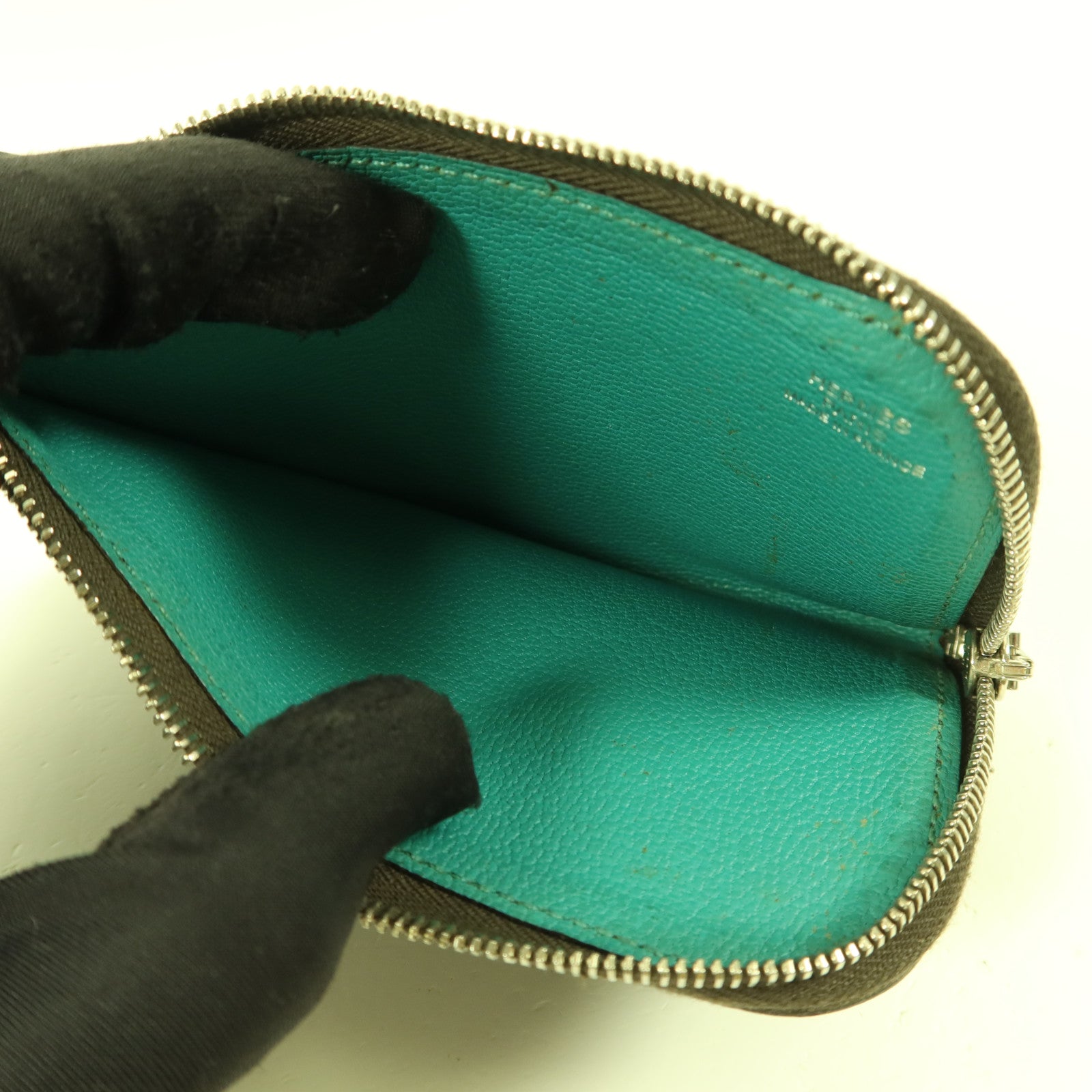 HERMES 【激減優惠】Epsom皮革Zipper Long Wallet銀扣拉鏈長錢包Bleu Paon