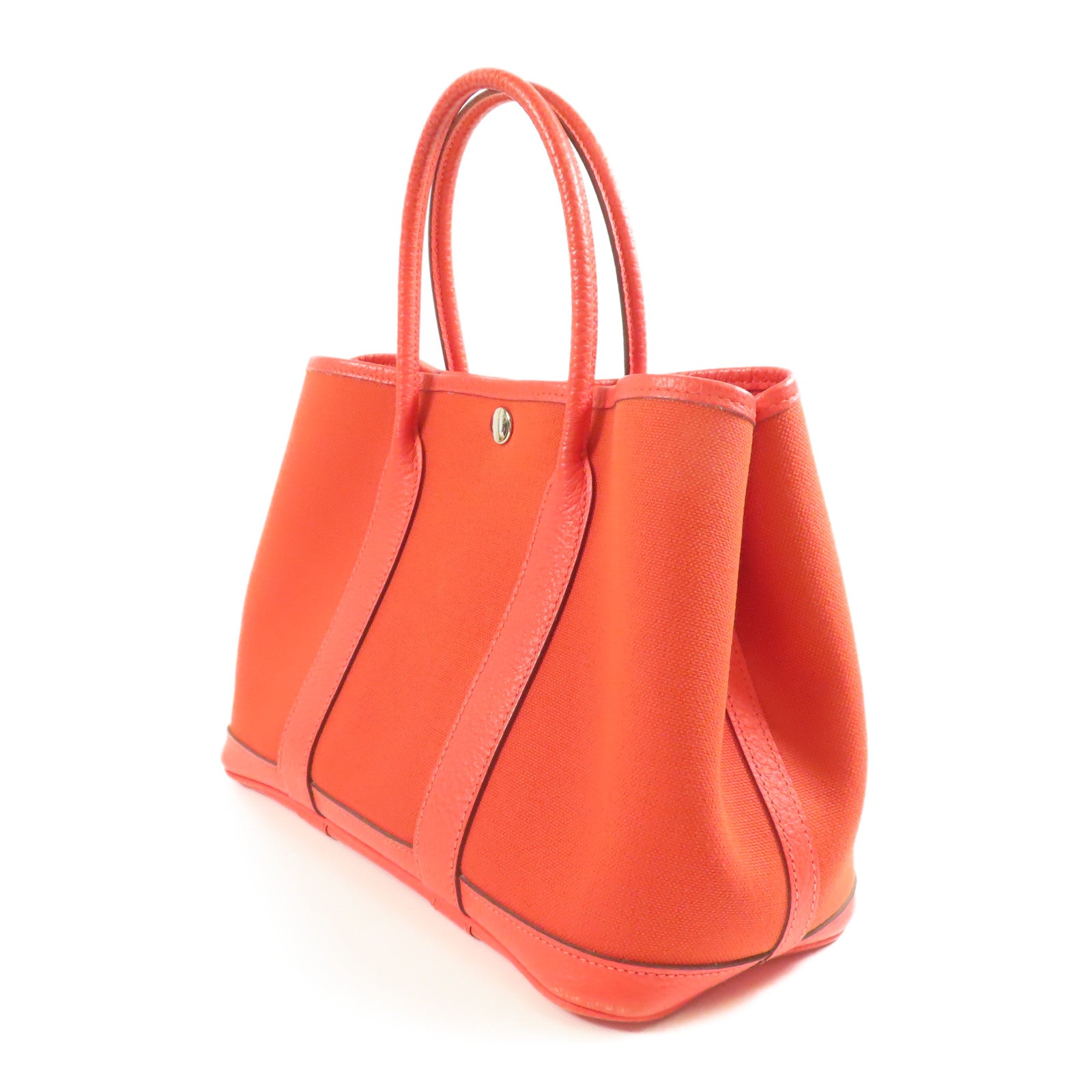 HERMES 帆布Garden Party TPM銀扣手挽袋Rouge Tomate