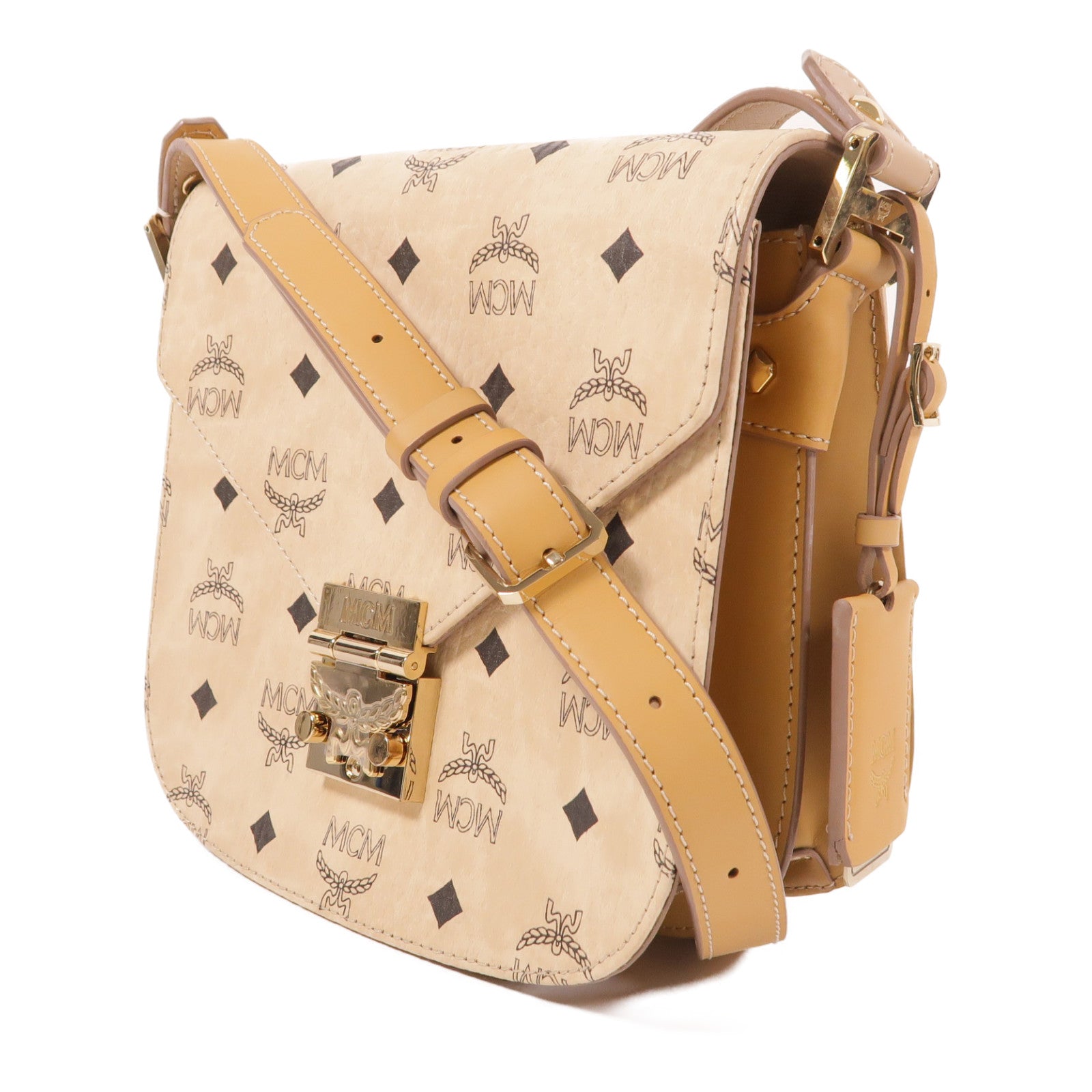 MCM 牛皮皮革Shoulder Bag金扣肩背袋