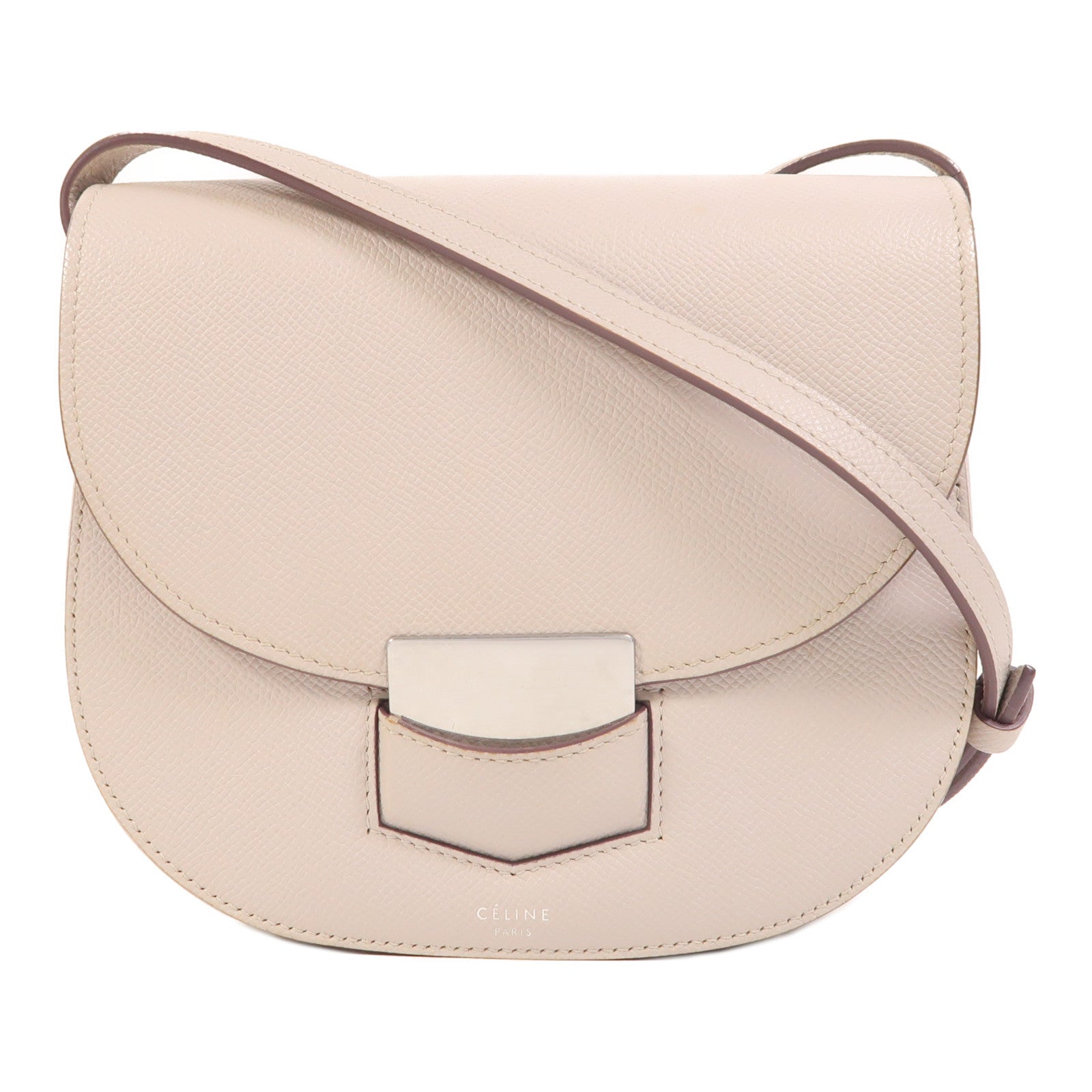 CELINE 【激減優惠】牛皮皮革Trotteur銀扣肩背袋