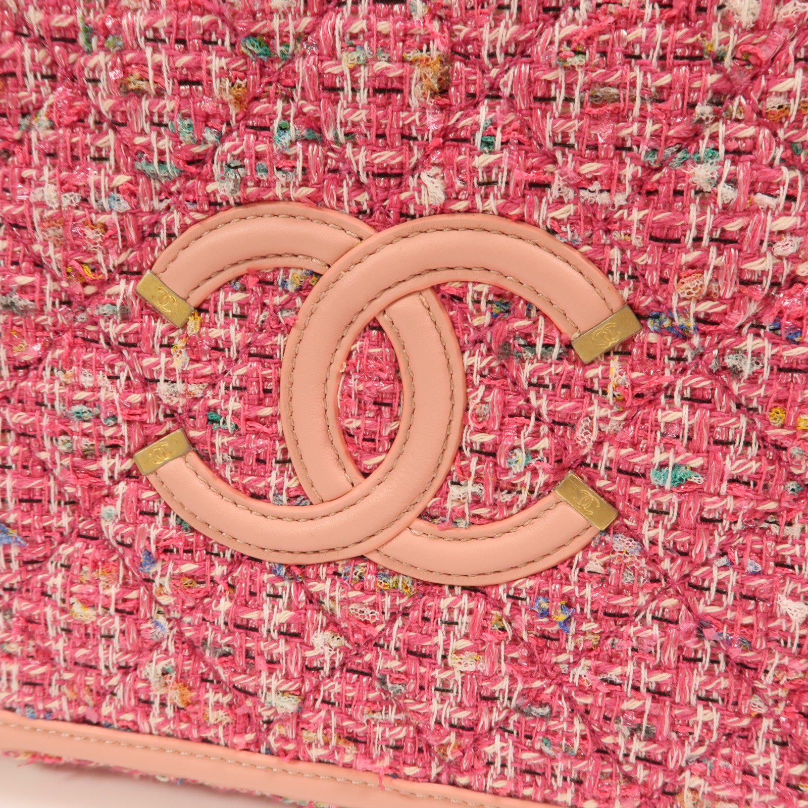 CHANEL 粗花呢Vanity Case 21cm金扣鏈帶肩背袋