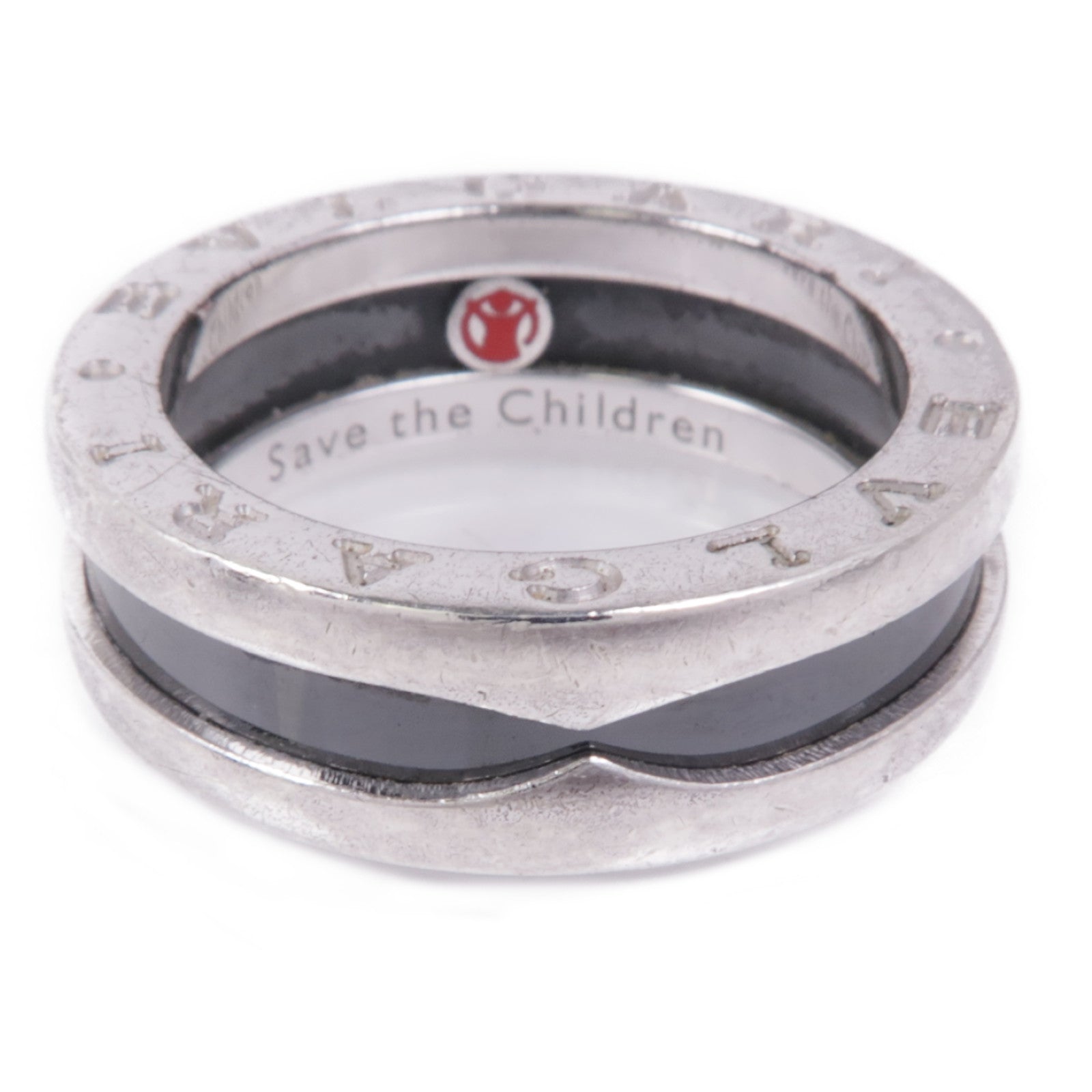 BVLGARI 925純銀/陶瓷B-zero 1 Save The Children Ring戒指Bvlgari#53/US#6