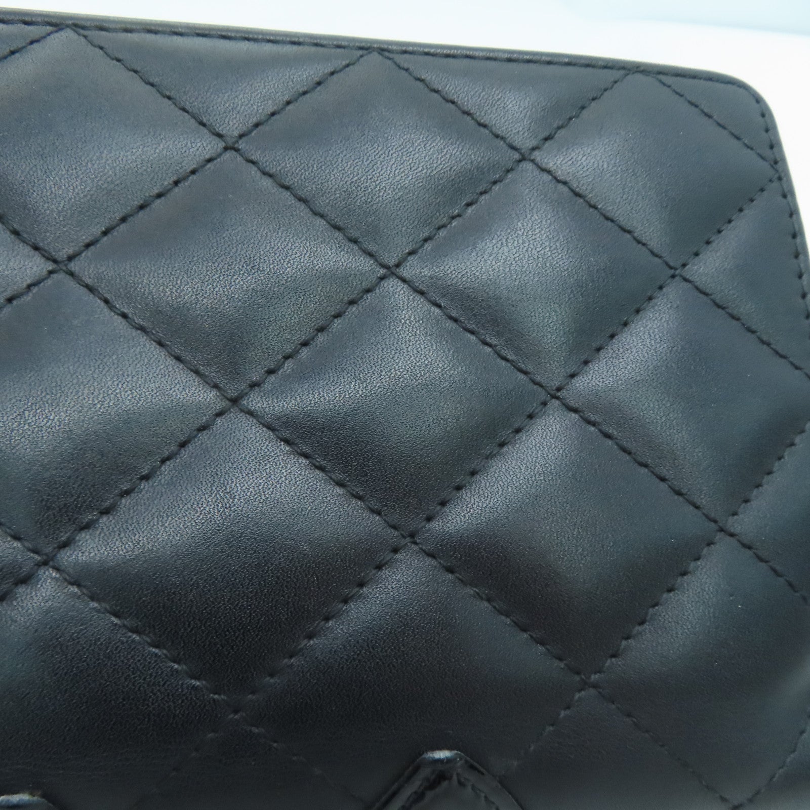 CHANEL 菱格牛皮皮革Combon Wallet钱包黑色
