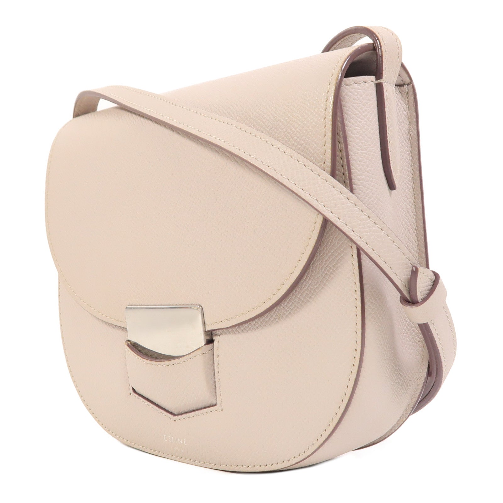 CELINE 【激減優惠】牛皮皮革Trotteur銀扣肩背袋