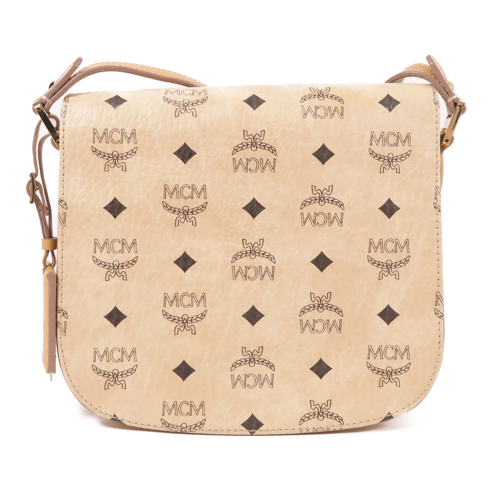 MCM 牛皮皮革Shoulder Bag金扣肩背袋