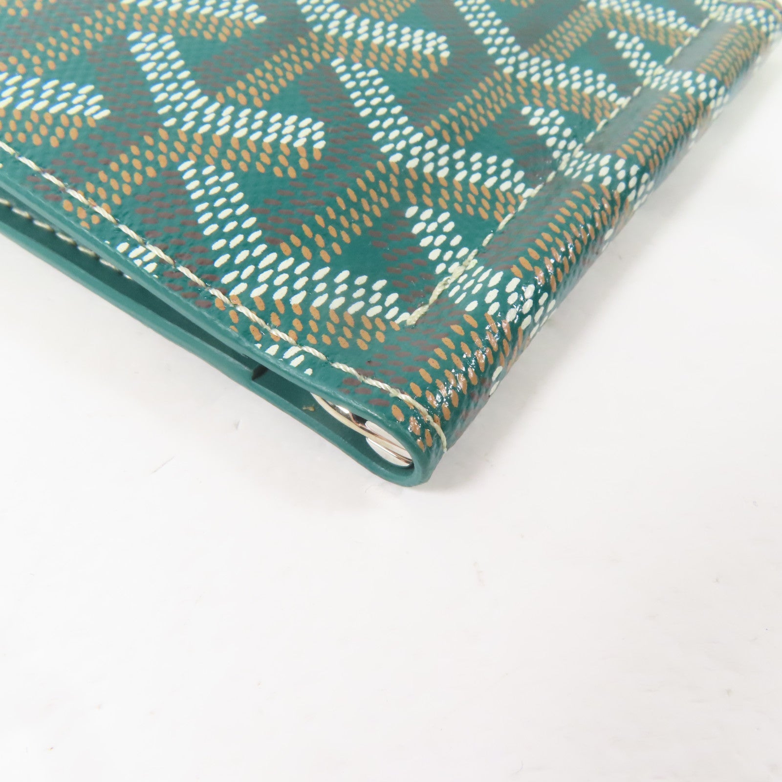 GOYARD 塗層帆布Card Case銀扣卡片套綠色
