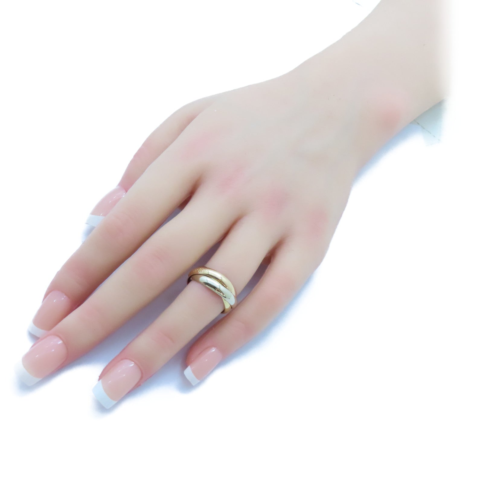 CARTIER 18K黃金/白金/玫瑰金Trinity戒指Cartier#51/US#5.75