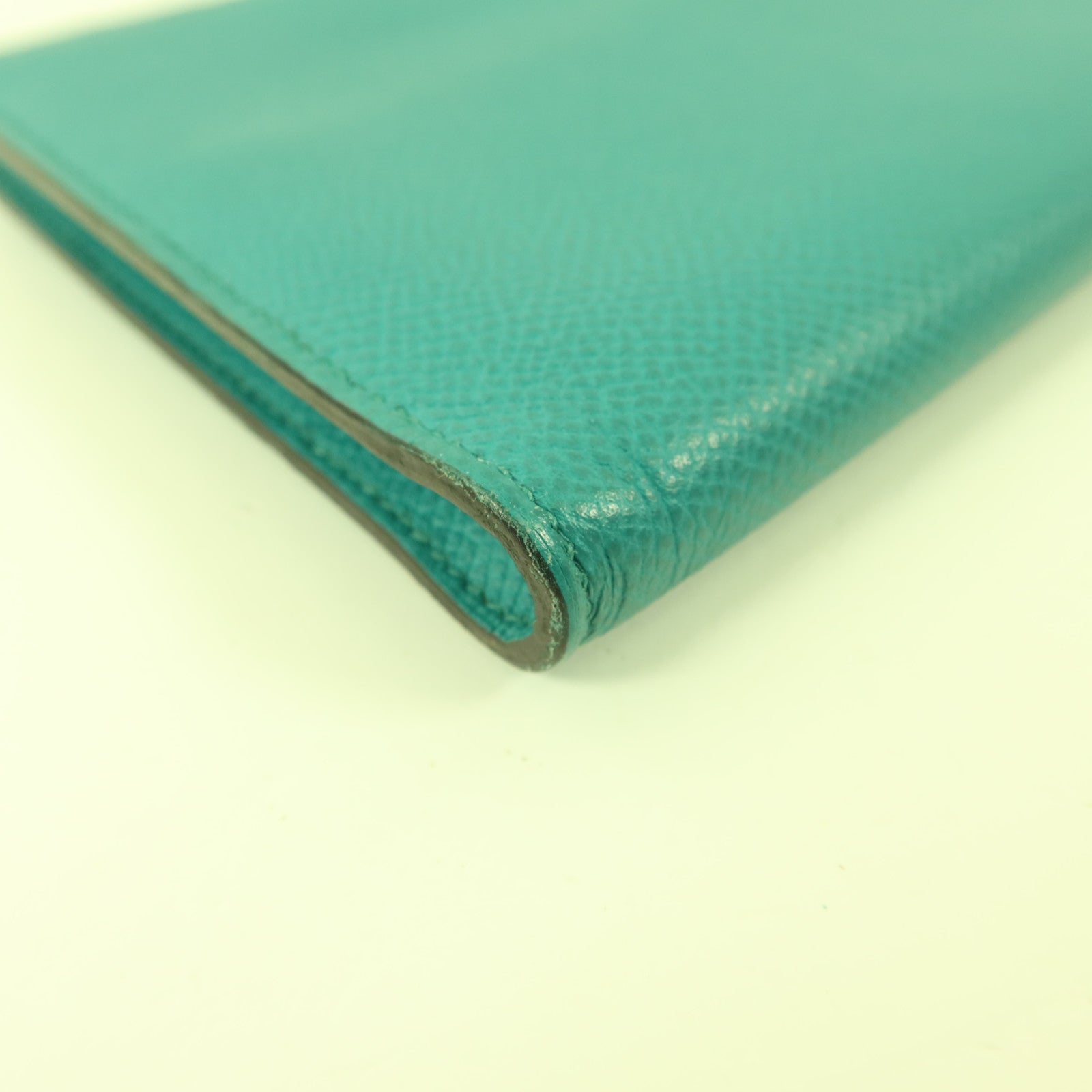 HERMES 【激減優惠】Epsom皮革Zipper Long Wallet銀扣拉鏈長錢包Bleu Paon