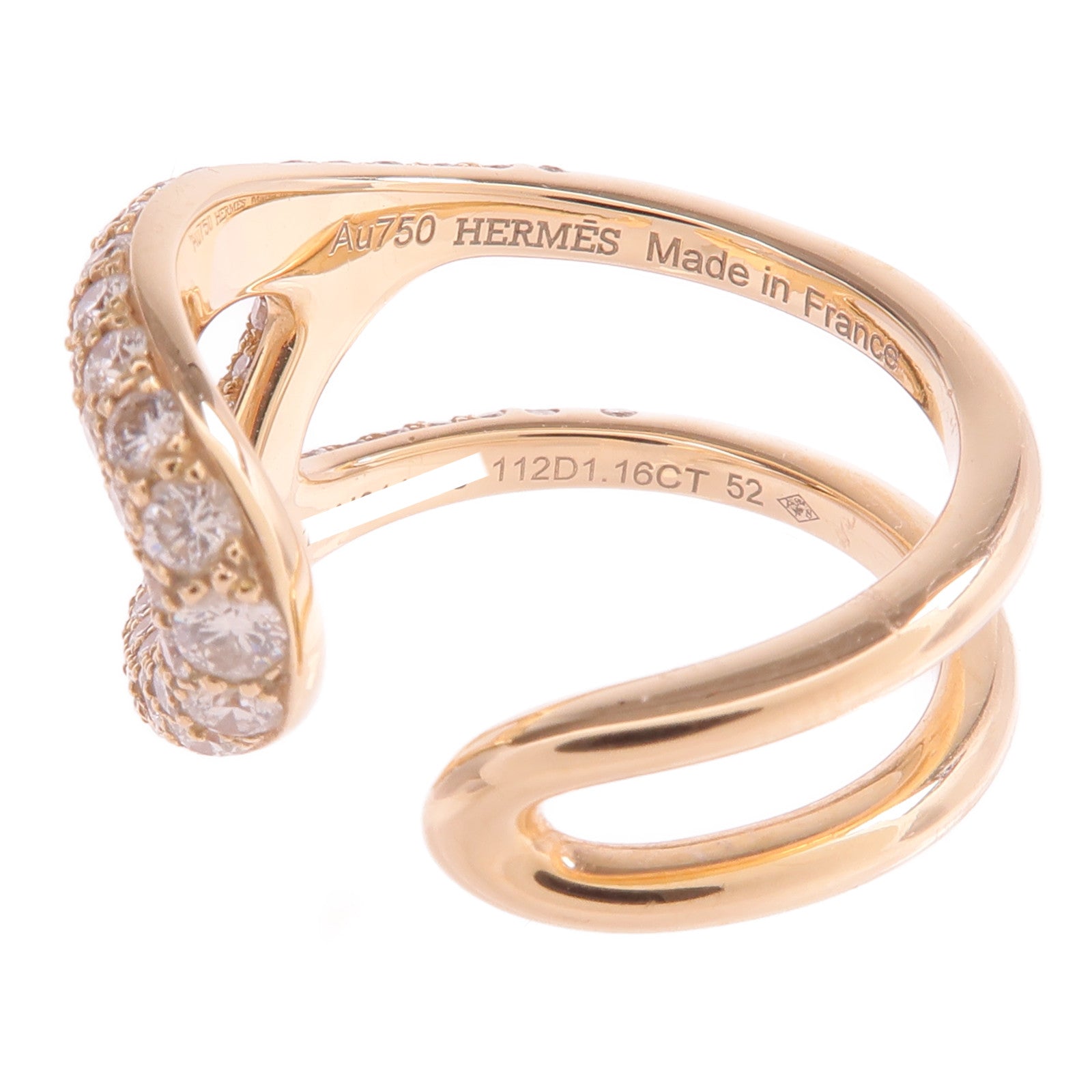 HERMES 18K玫瑰金Chaine d'ancre Punk Ring鑽石戒指