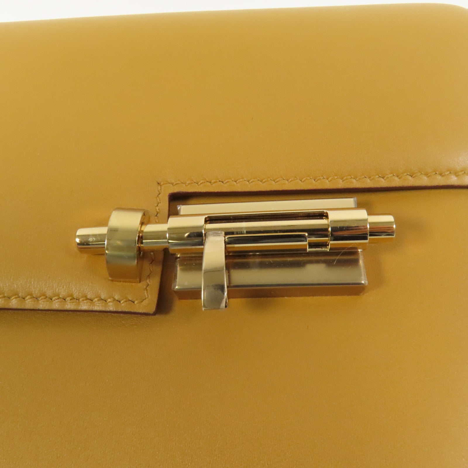 HERMES Tadelakt皮革Verrou Mini金扣鏈帶肩背袋Sesame