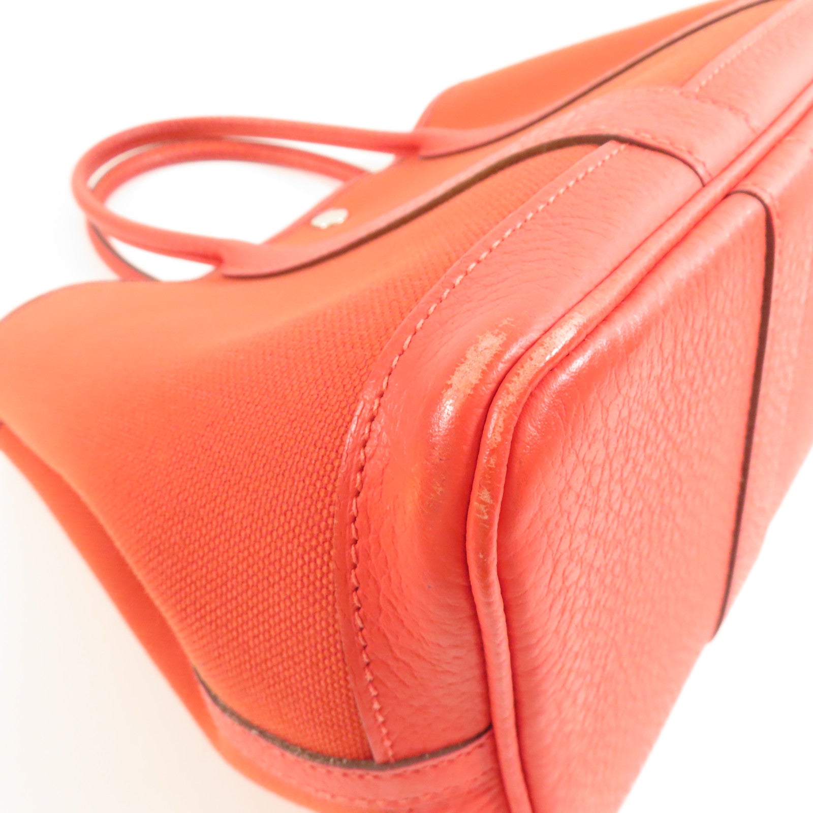 HERMES 帆布Garden Party TPM銀扣手挽袋Rouge Tomate