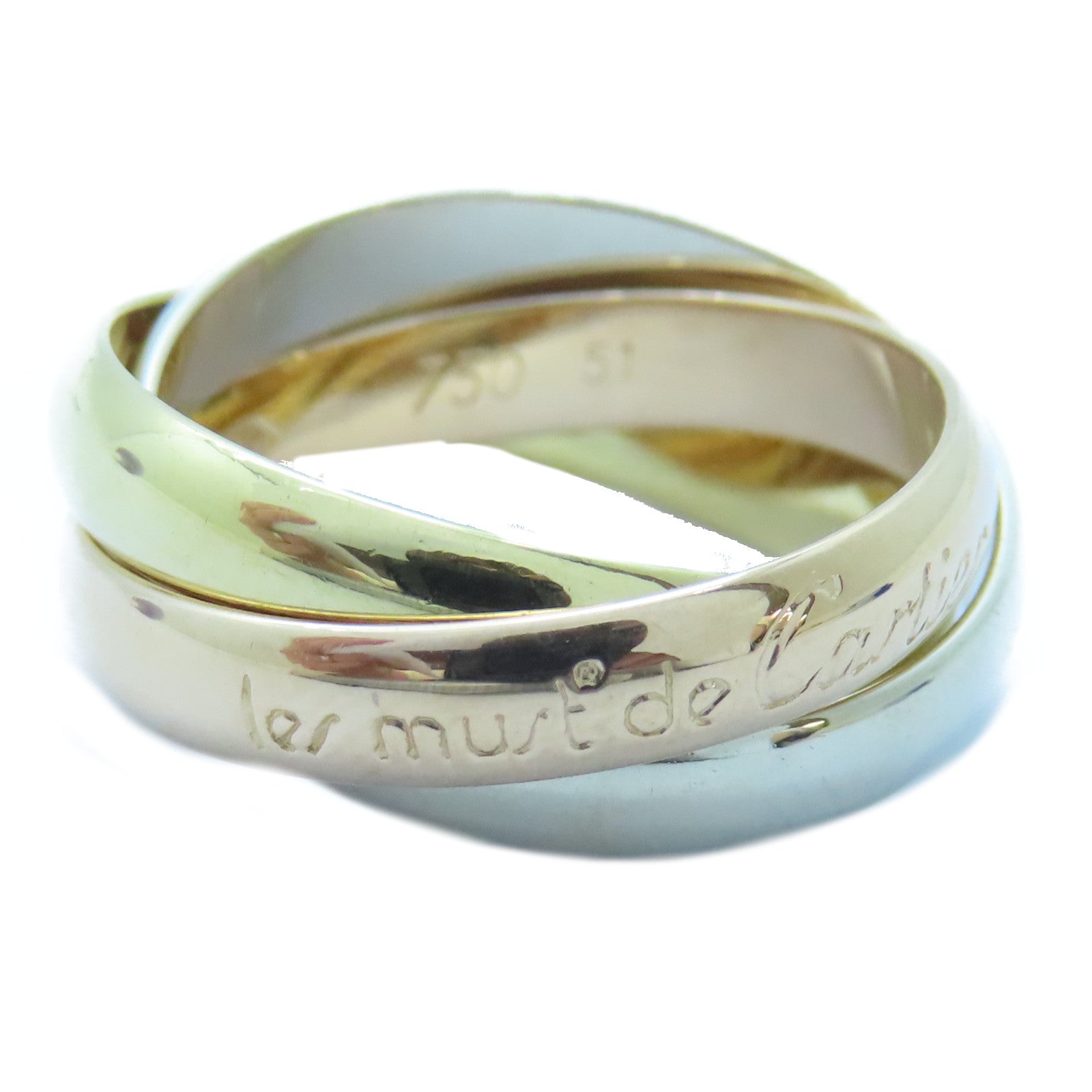 CARTIER 18K黃金/白金/玫瑰金Trinity戒指Cartier#51/US#5.75