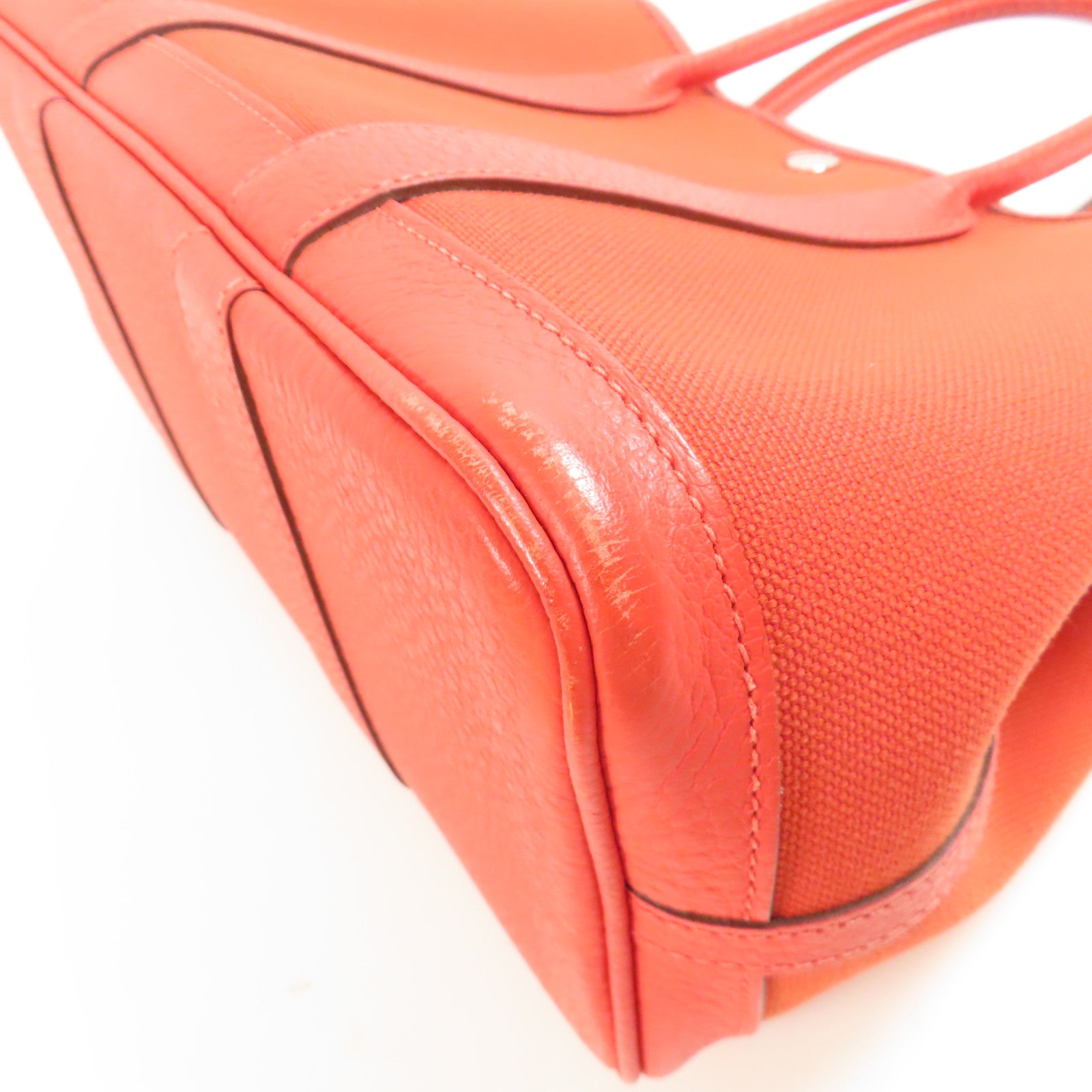 HERMES 帆布Garden Party TPM銀扣手挽袋Rouge Tomate