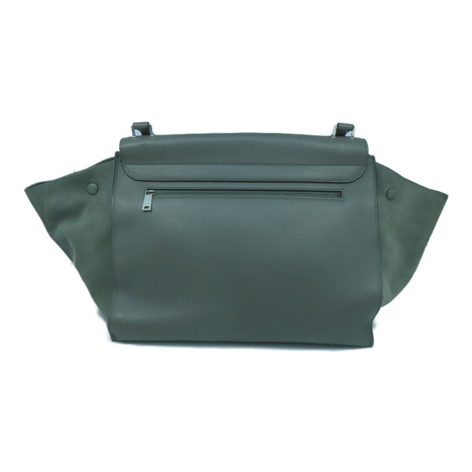 CELINE 【激減優惠】牛皮皮革Trapeze銀扣肩背袋綠色