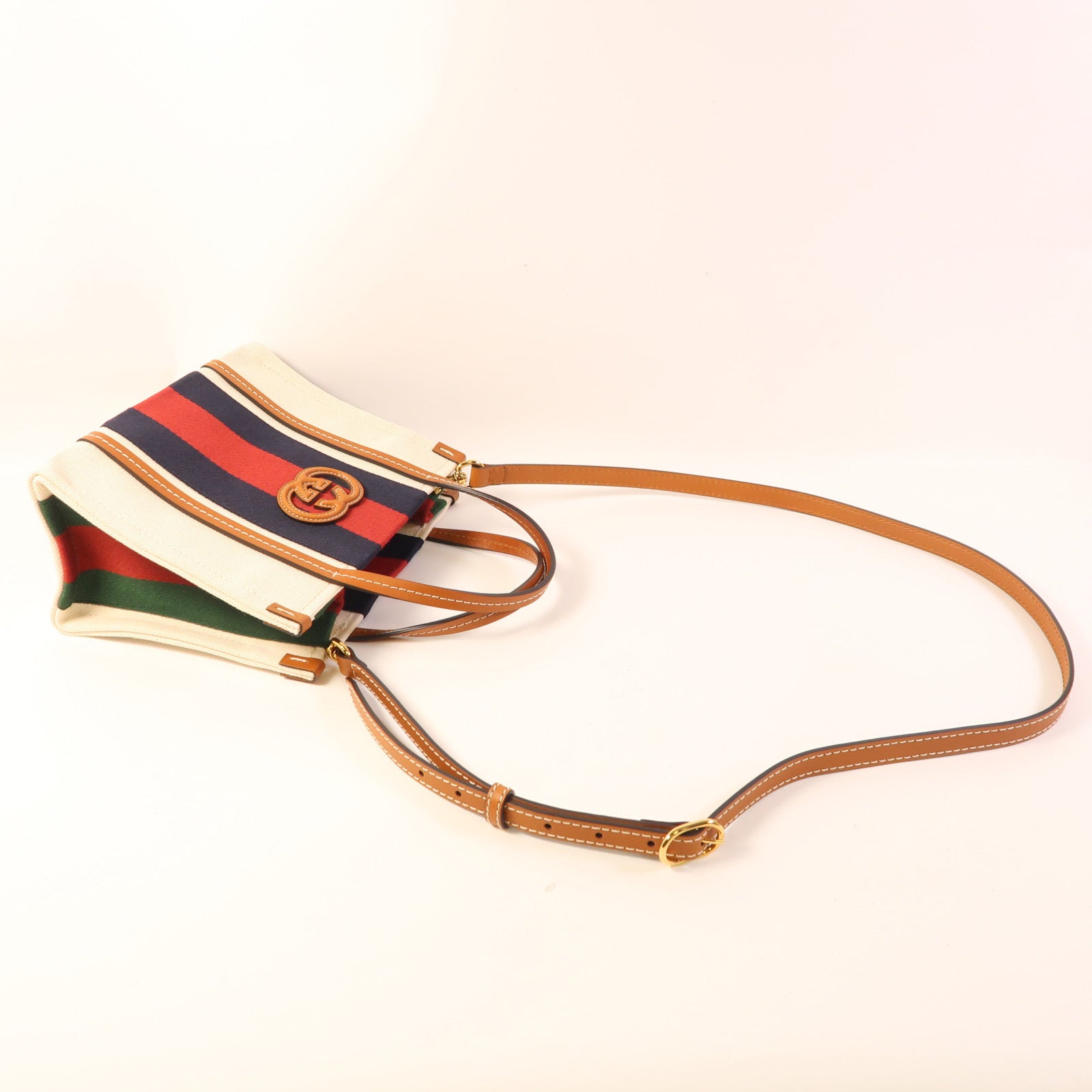 GUCCI 帆布Interlocking Tote金扣手挽肩背兩用袋