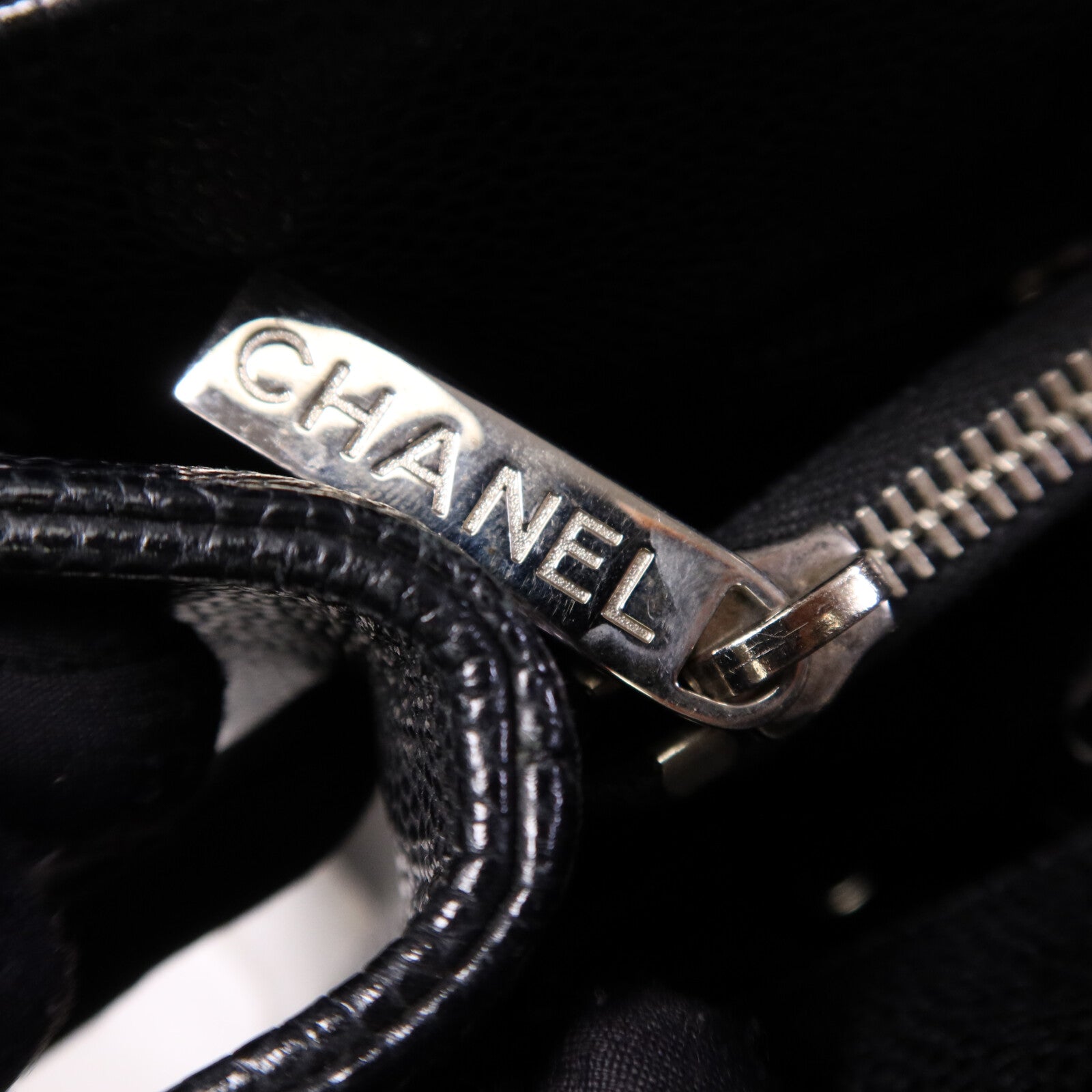 CHANEL 牛皮皮革GST Grand Shopping Tote Bag銀扣鏈帶肩背袋