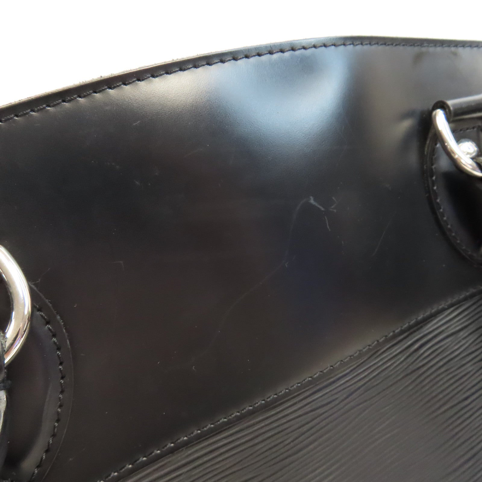 LOUIS VUITTON Epi Passy PM銀扣手挽袋黑色