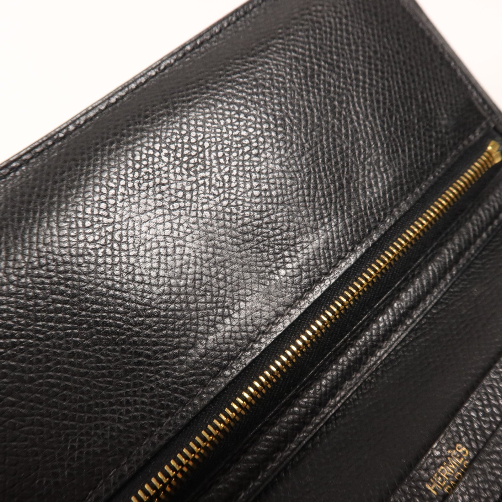 HERMES Epsom皮革Bearn Wallet金扣長錢包Noir