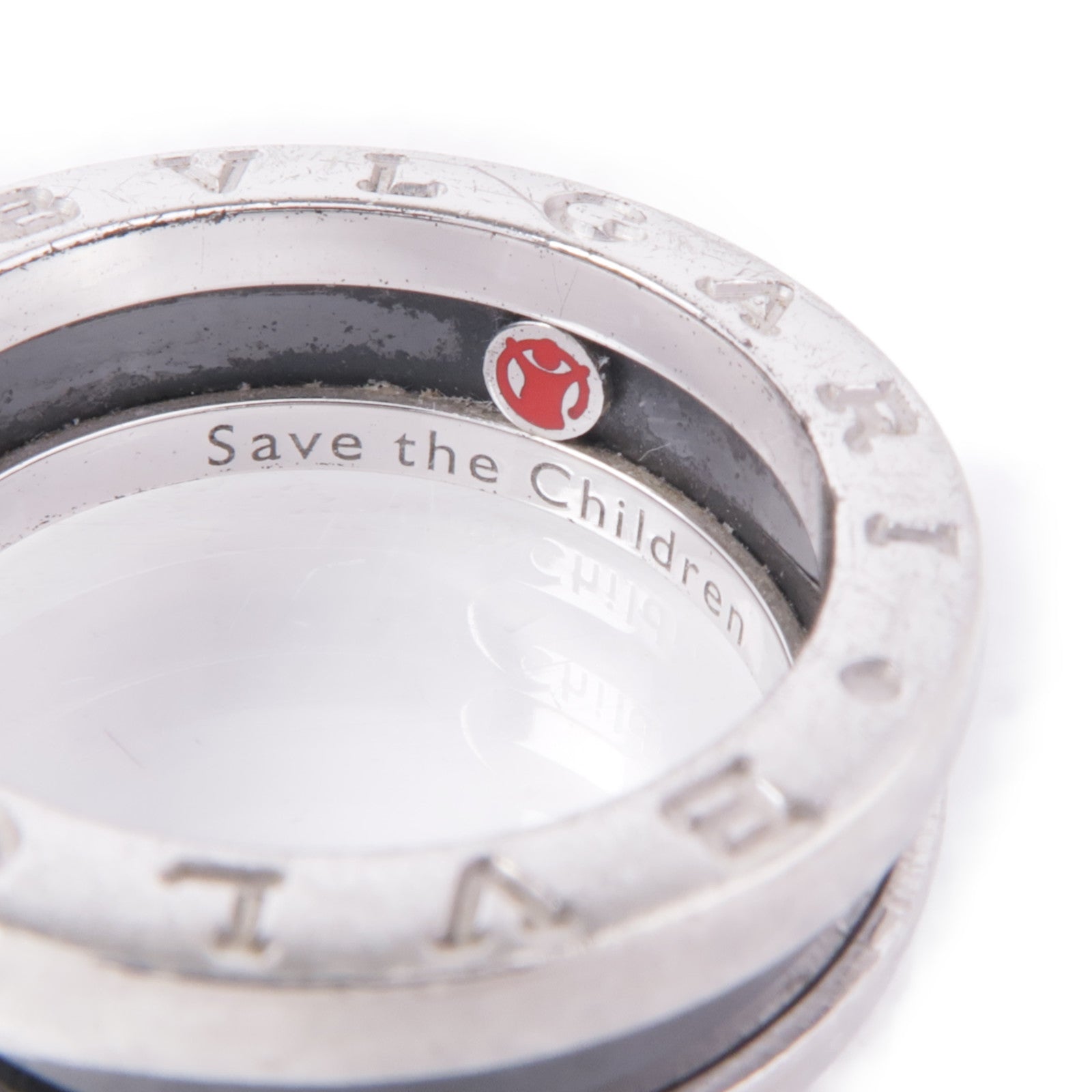 BVLGARI 925純銀/陶瓷B-zero 1 Save The Children Ring戒指Bvlgari#53/US#6