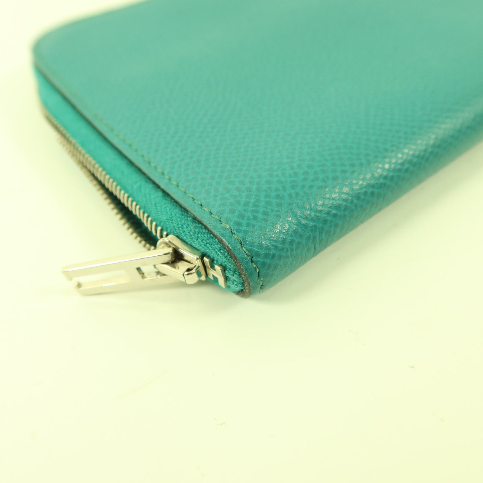 HERMES 【激減優惠】Epsom皮革Zipper Long Wallet銀扣拉鏈長錢包Bleu Paon