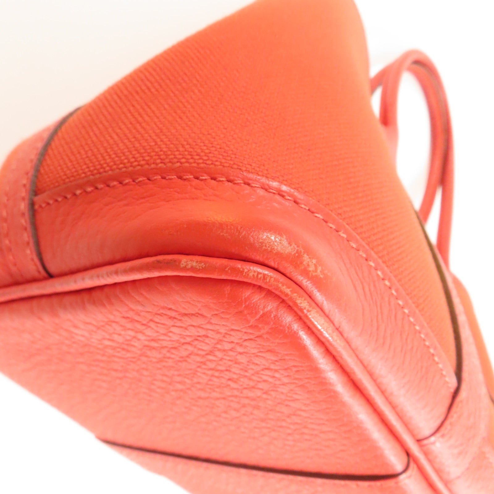 HERMES 帆布Garden Party TPM銀扣手挽袋Rouge Tomate