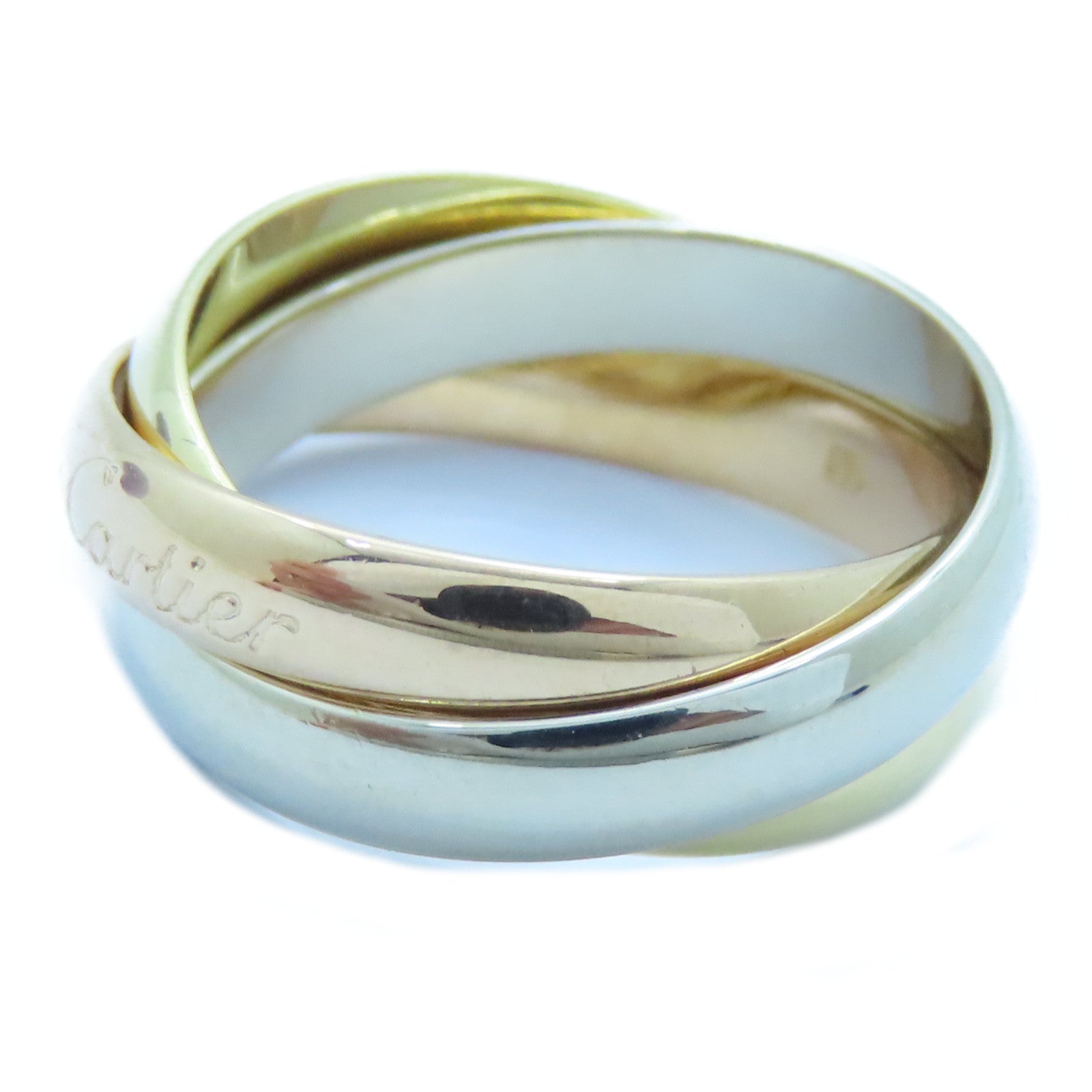 CARTIER 18K黃金/白金/玫瑰金Trinity戒指Cartier#51/US#5.75