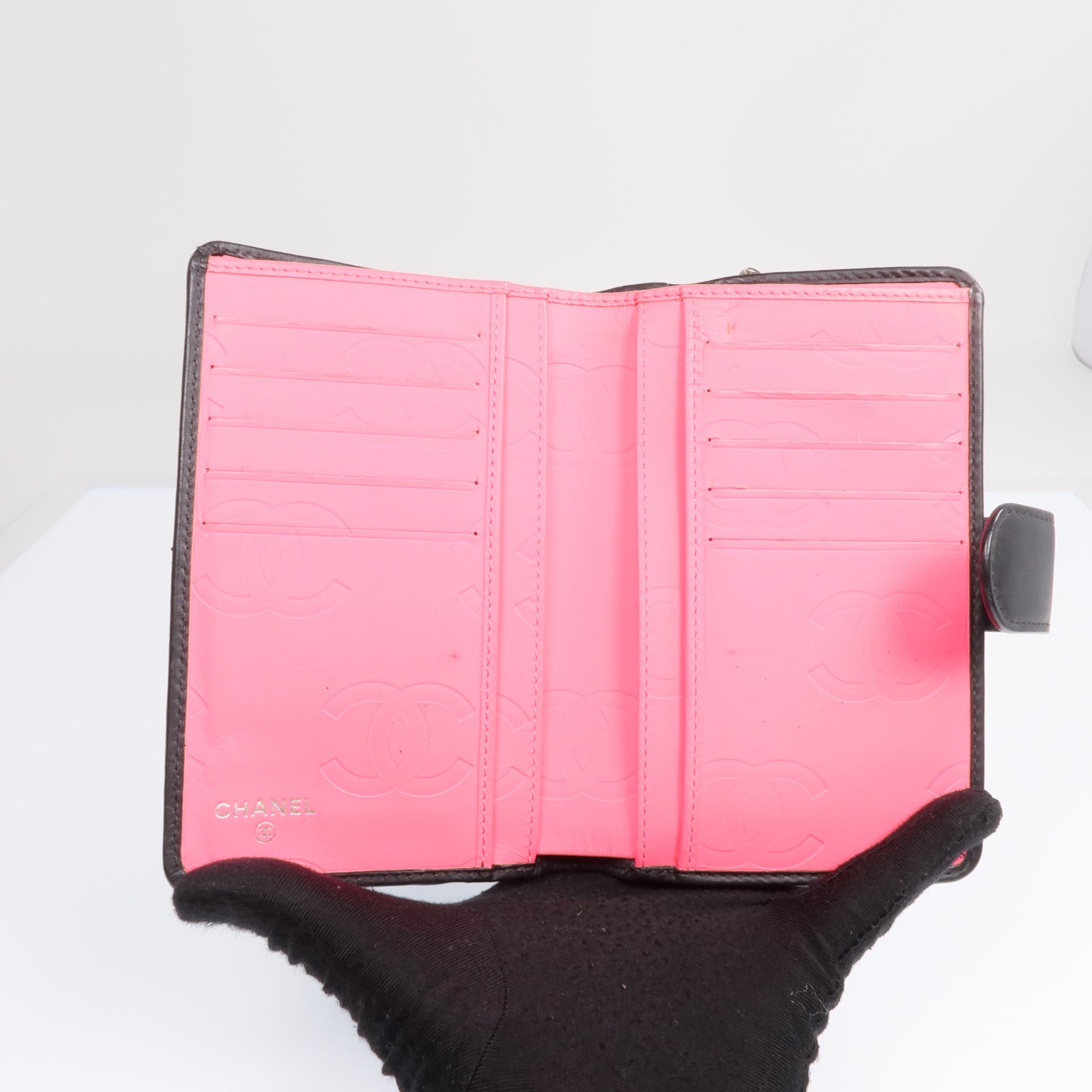CHANEL 牛皮皮革Cambon Wallet銀扣長錢包