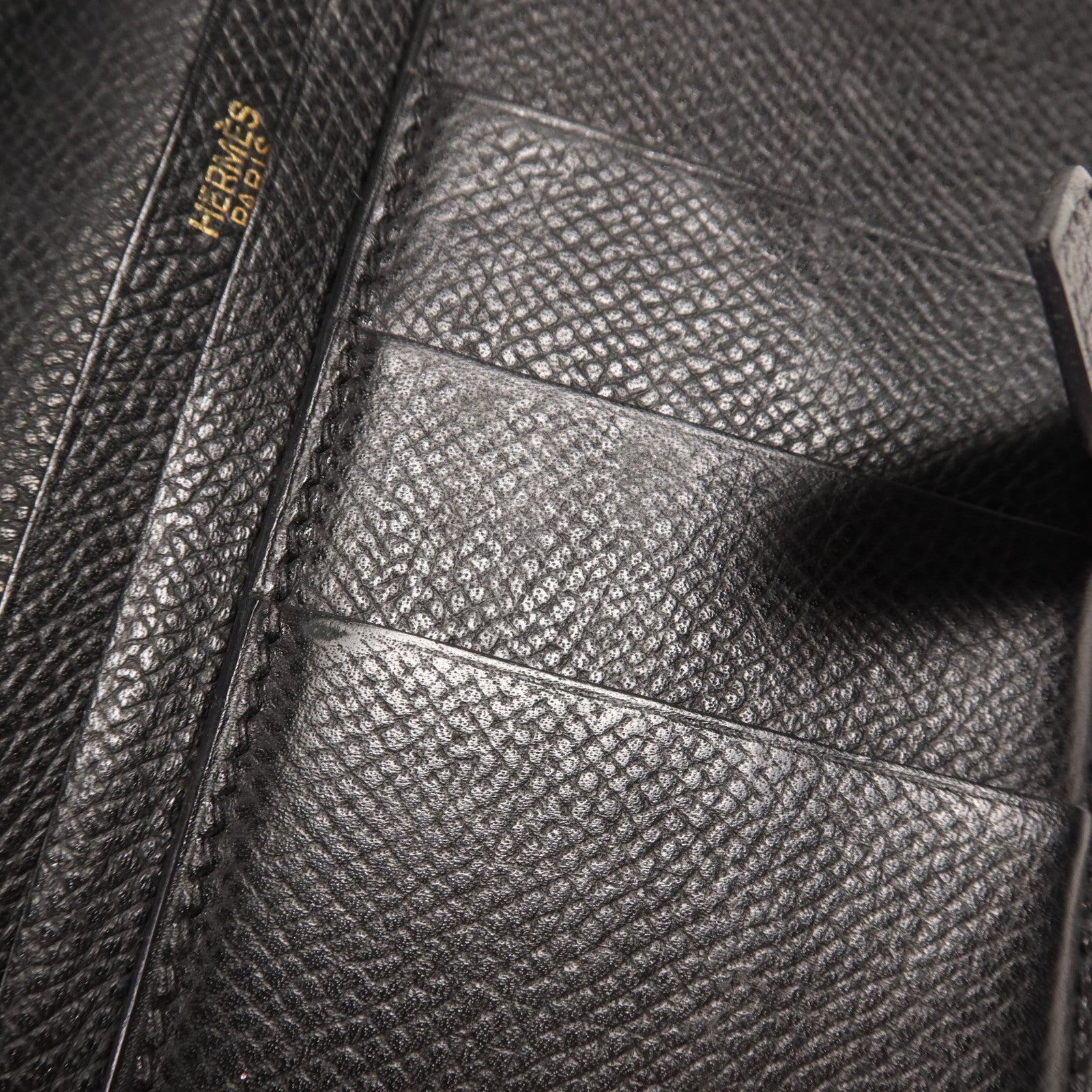 HERMES Epsom皮革Bearn Wallet金扣長錢包Noir