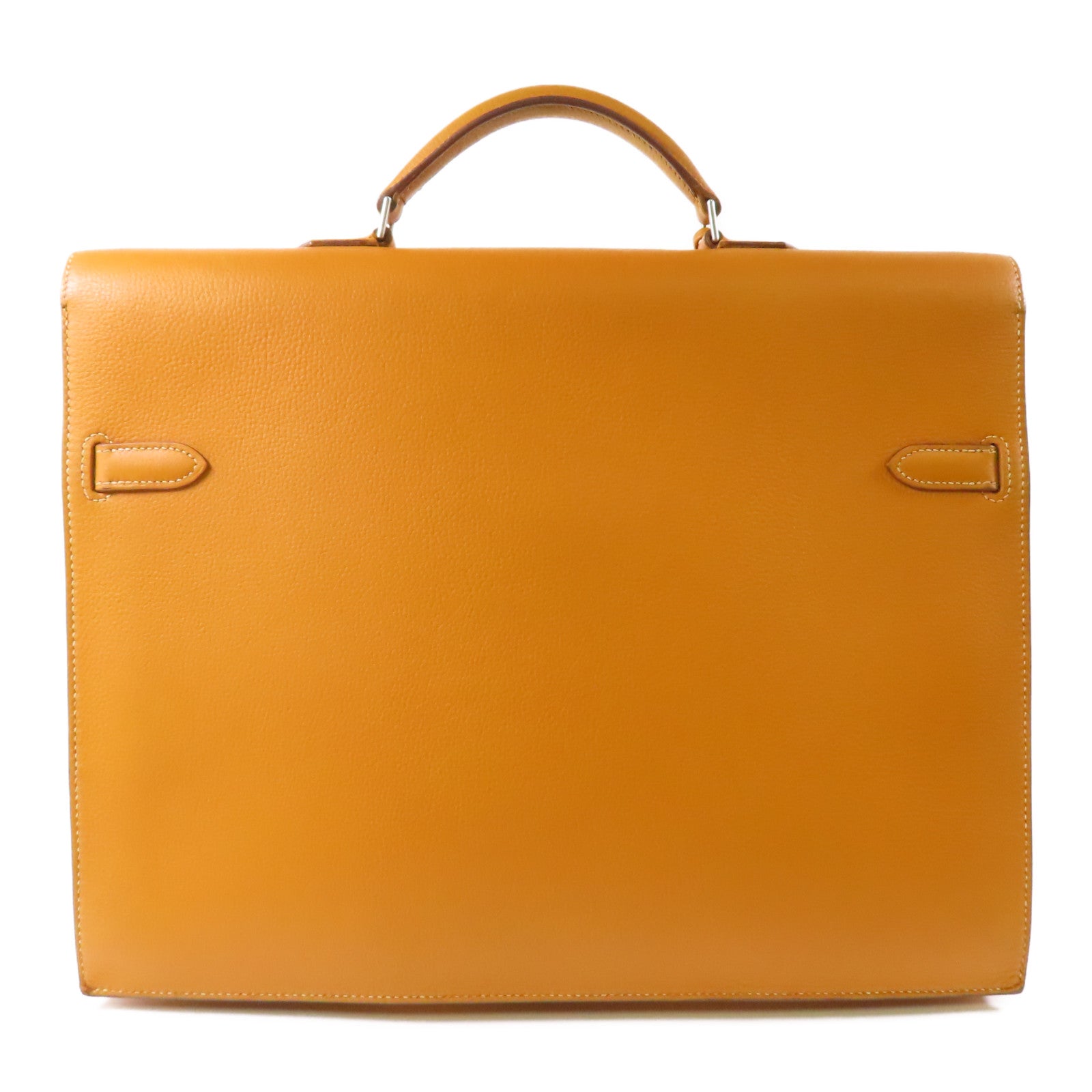 HERMES Evergrain皮革Briefcase銀扣公事包Camel