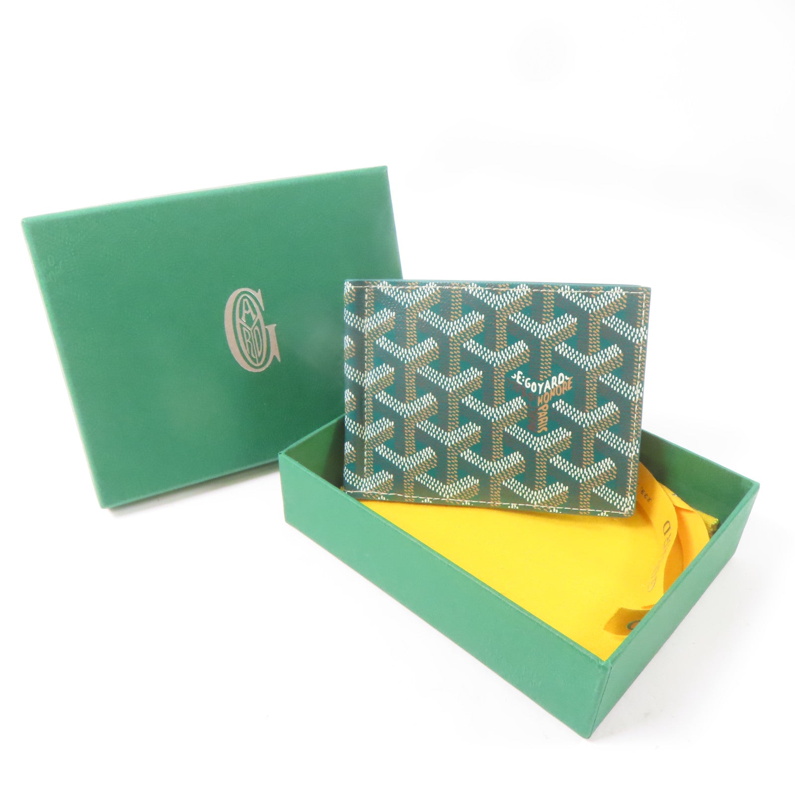 GOYARD 塗層帆布Card Case銀扣卡片套綠色