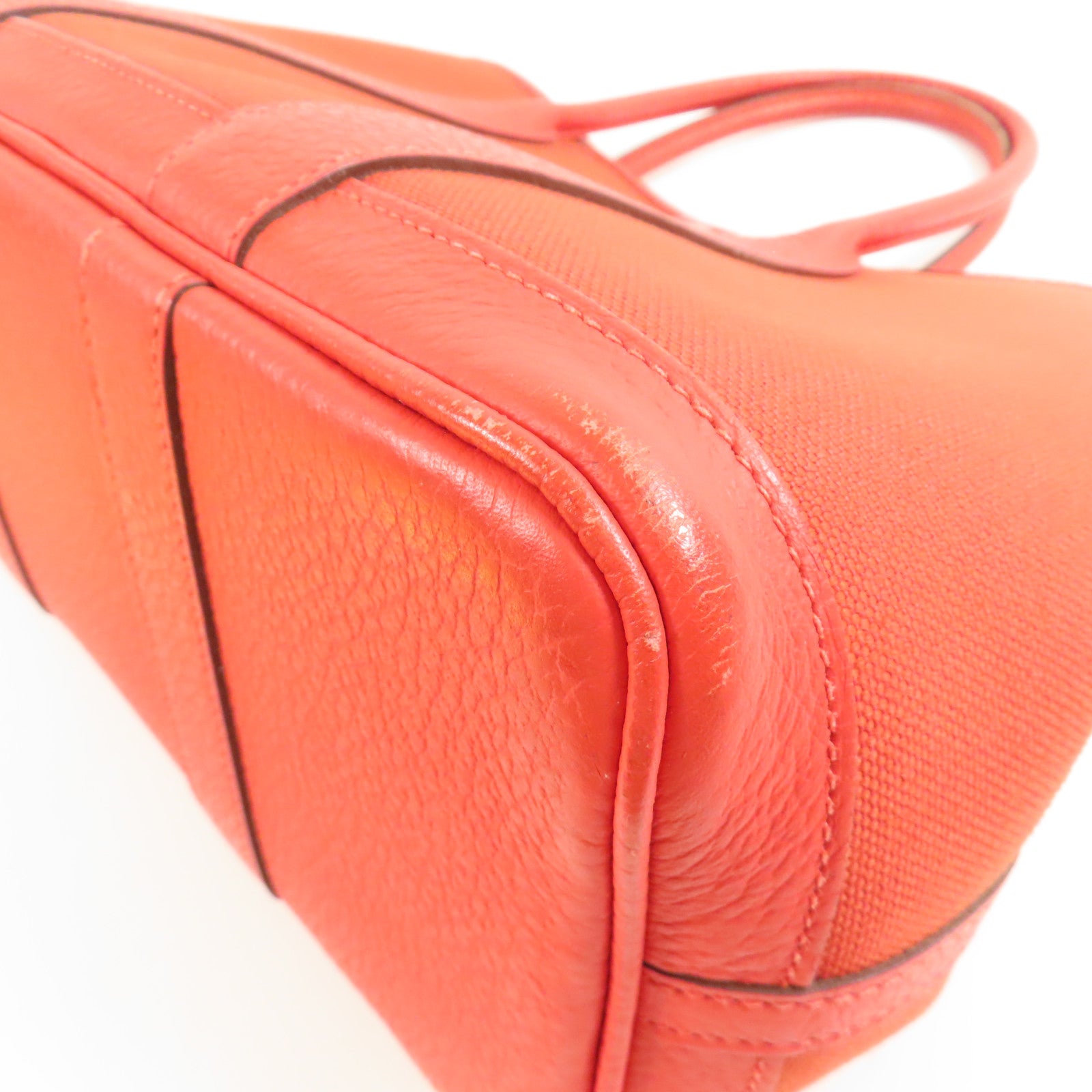 HERMES 帆布Garden Party TPM銀扣手挽袋Rouge Tomate