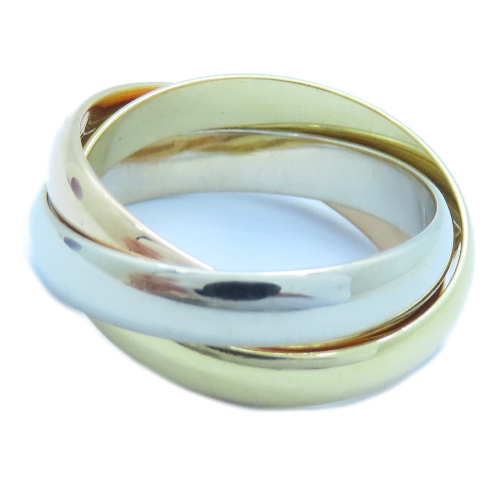 CARTIER 18K黃金/白金/玫瑰金Trinity戒指Cartier#51/US#5.75