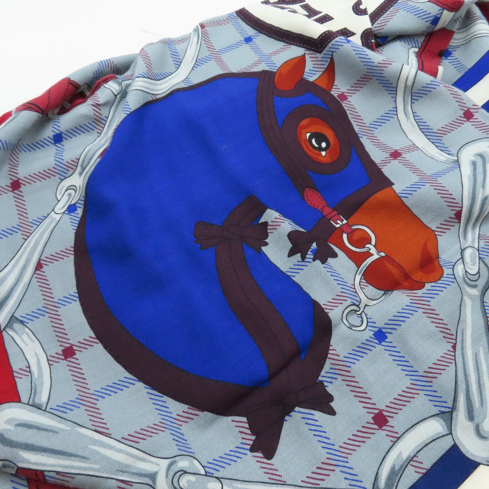 HERMES 【激減優惠】羊絨/絲質Scarf圍巾紅色/藍色