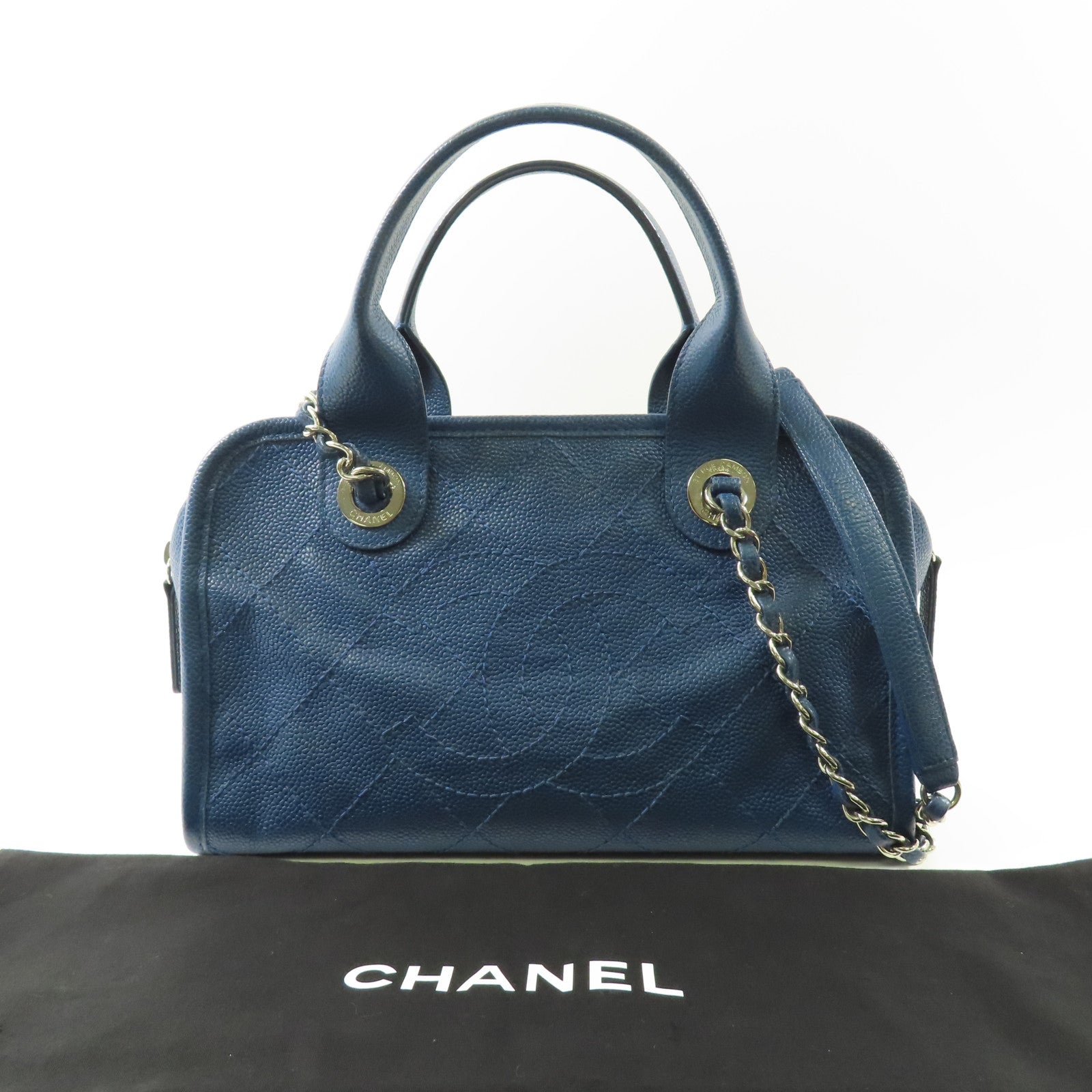 CHANEL 【激減優惠】牛皮皮革2 Way Shoulder銀扣鏈帶手挽肩背兩用袋