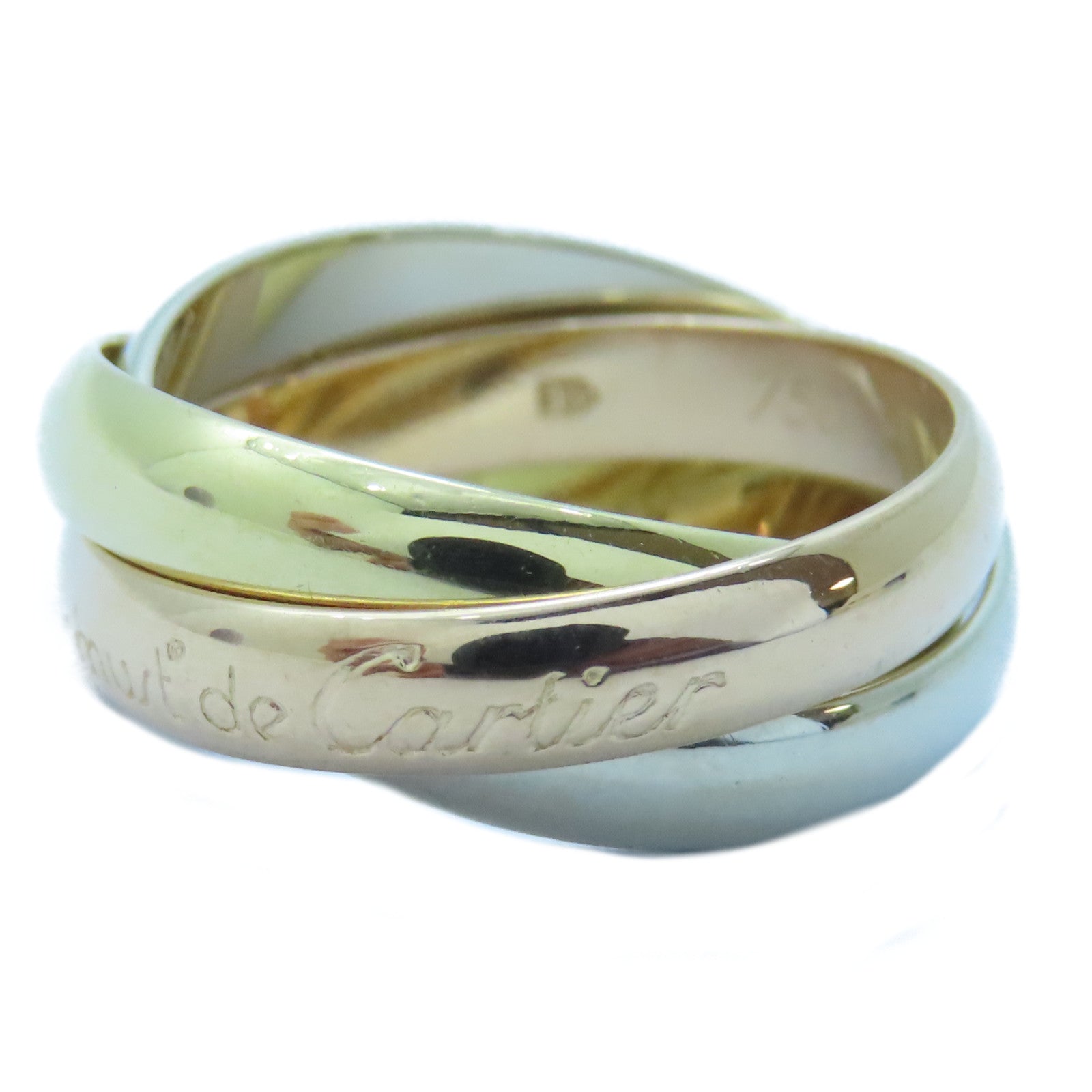 CARTIER 18K黃金/白金/玫瑰金Trinity戒指Cartier#51/US#5.75