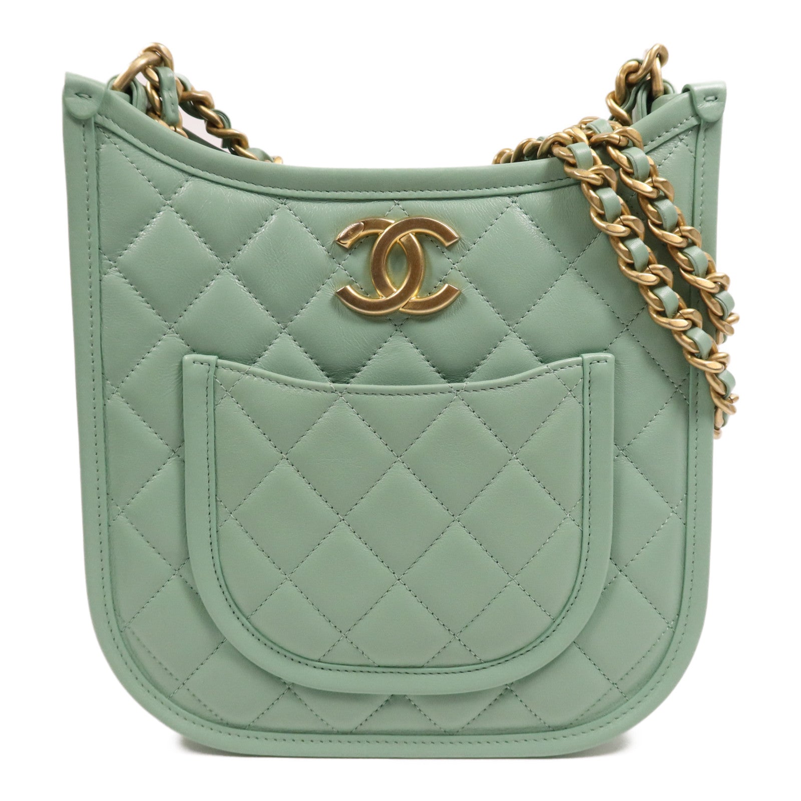 CHANEL 牛皮皮革Shoulder Bag金扣手挽肩背兩用袋