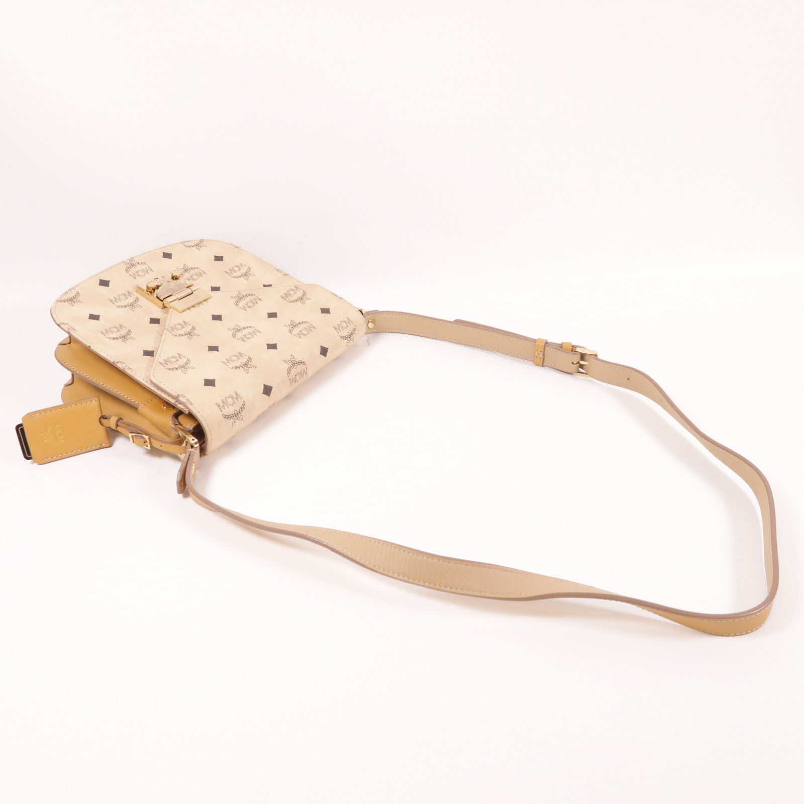 MCM 牛皮皮革Shoulder Bag金扣肩背袋