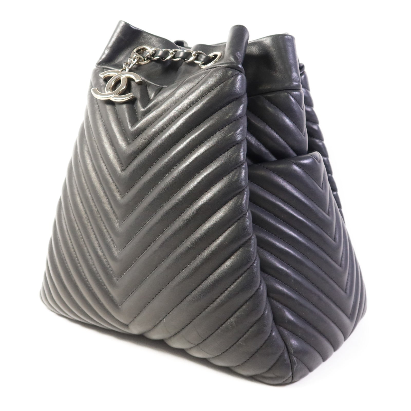 CHANEL 羊皮皮革Shoulder Bag銀扣肩背袋