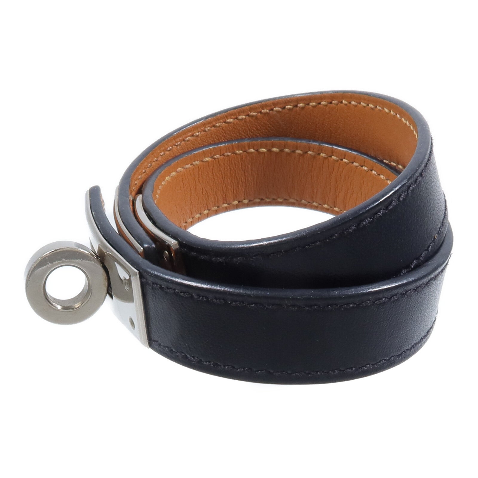 HERMES Box Calf皮革Kelly Double Tour手帶Noir
